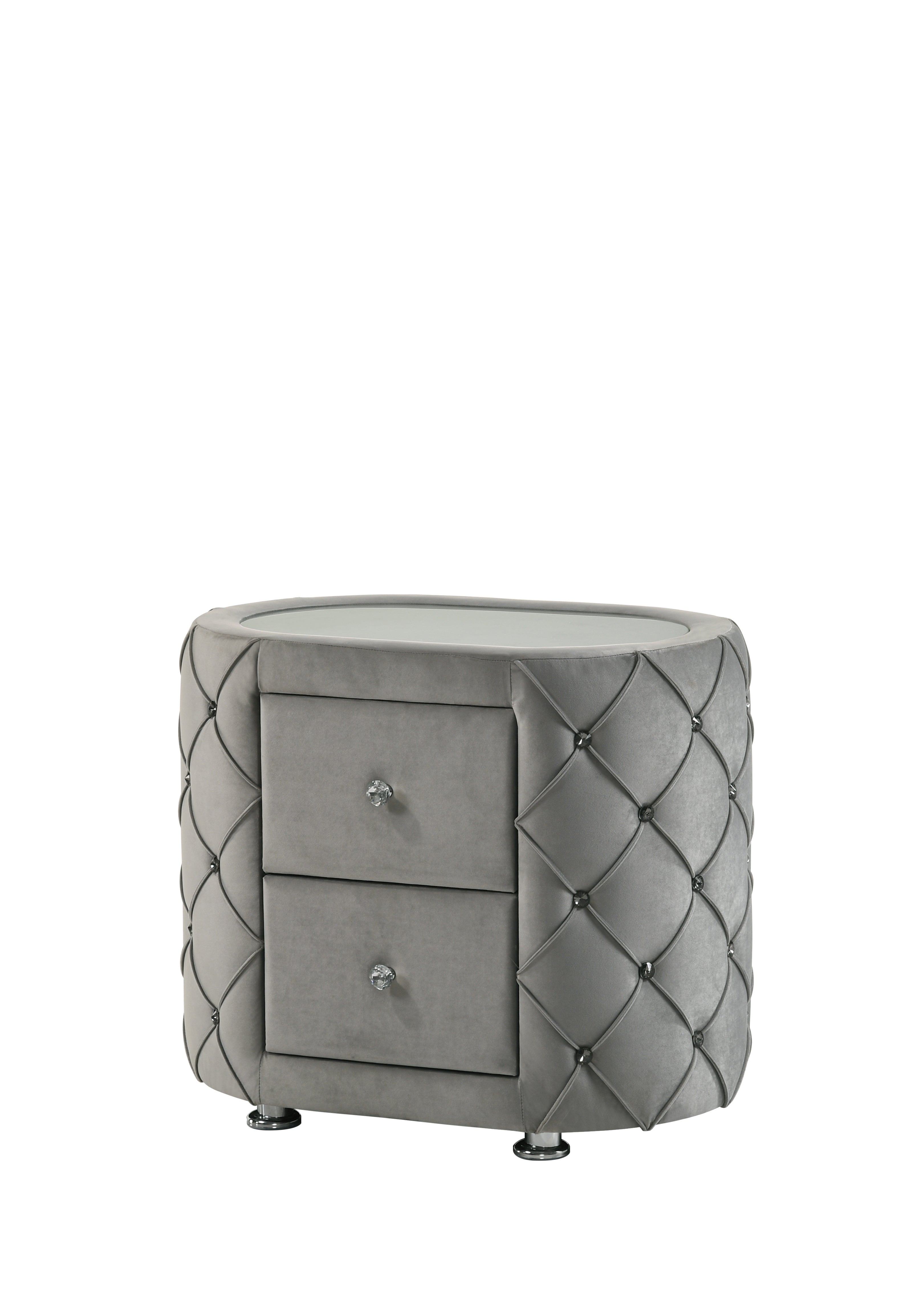 ACME Perine Nightstand, Gray Velvet BD01063