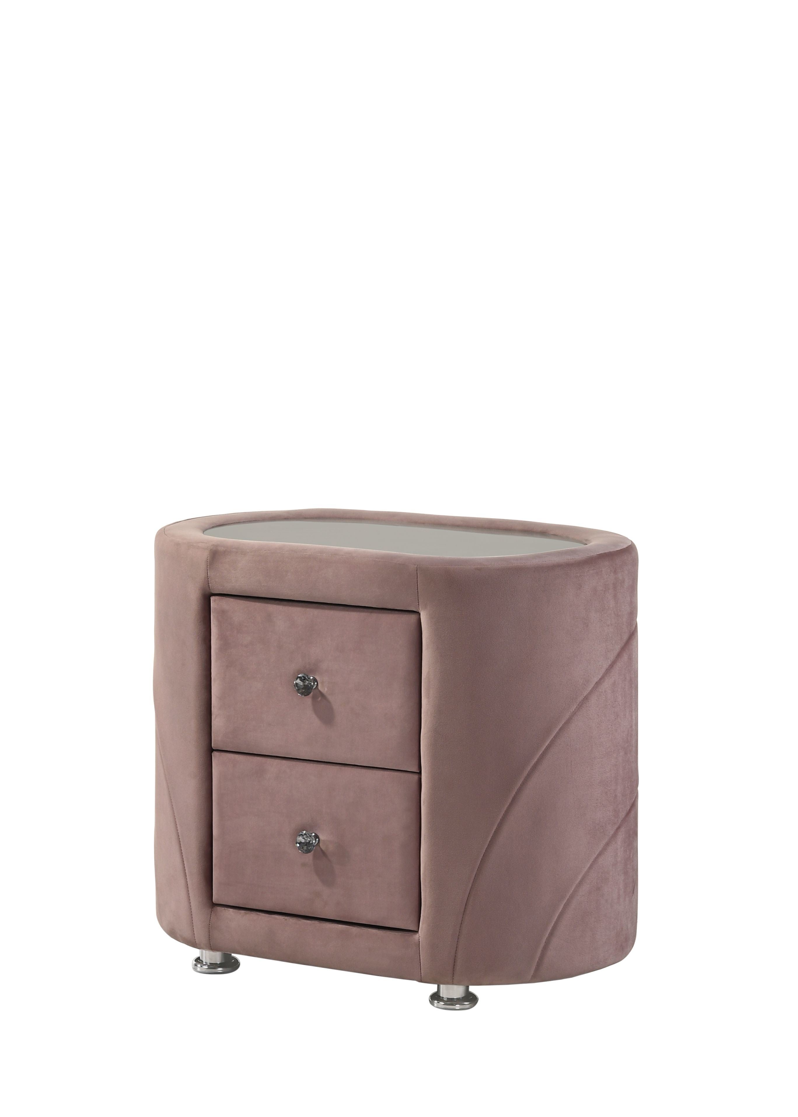 ACME Salonia Nightstand, Pink Velvet BD01184