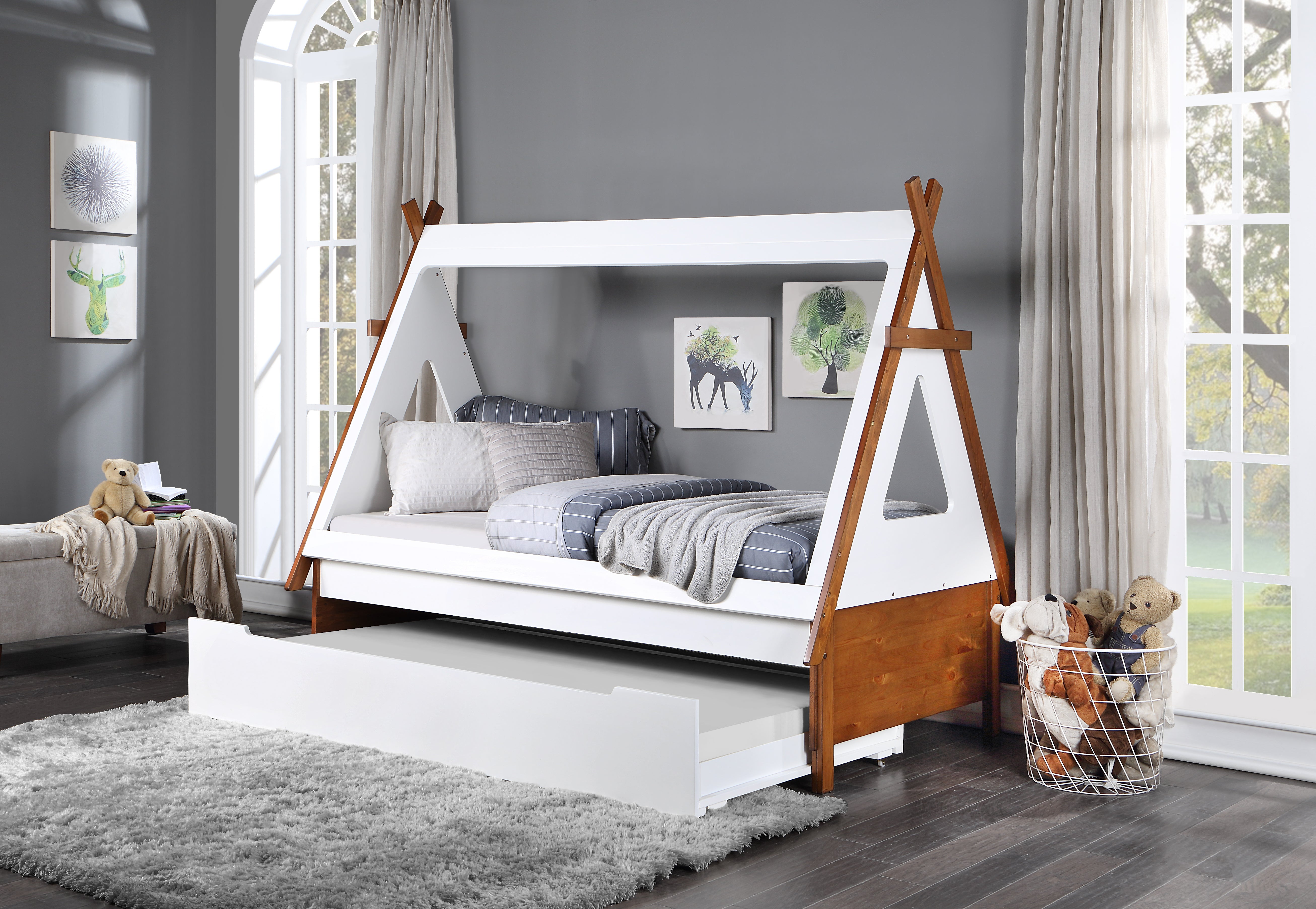 ACME Loreen Twin Bed, Oak & White Finish BD01287T