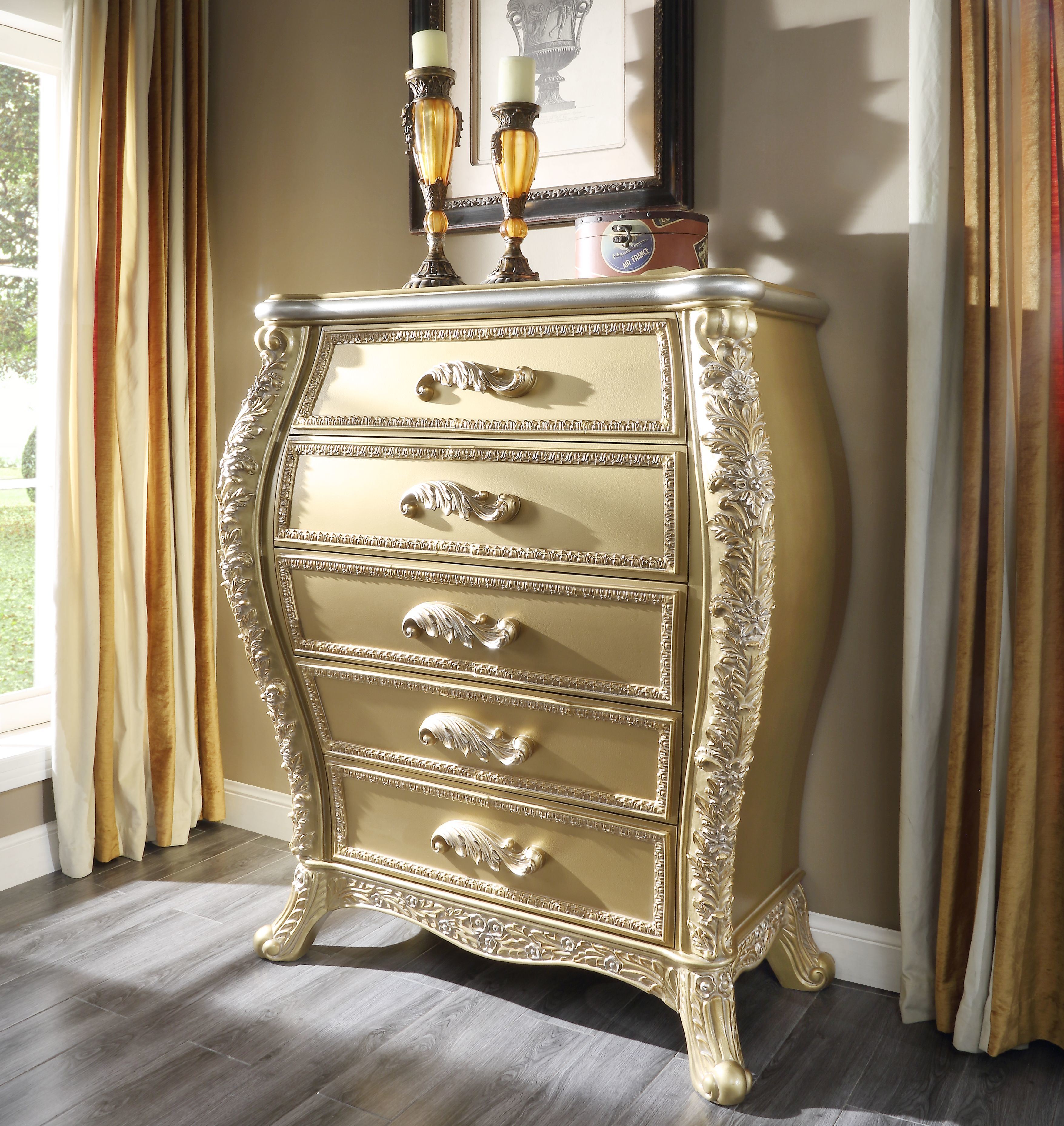 ACME Cabriole CHEST Gold Finish BD01467