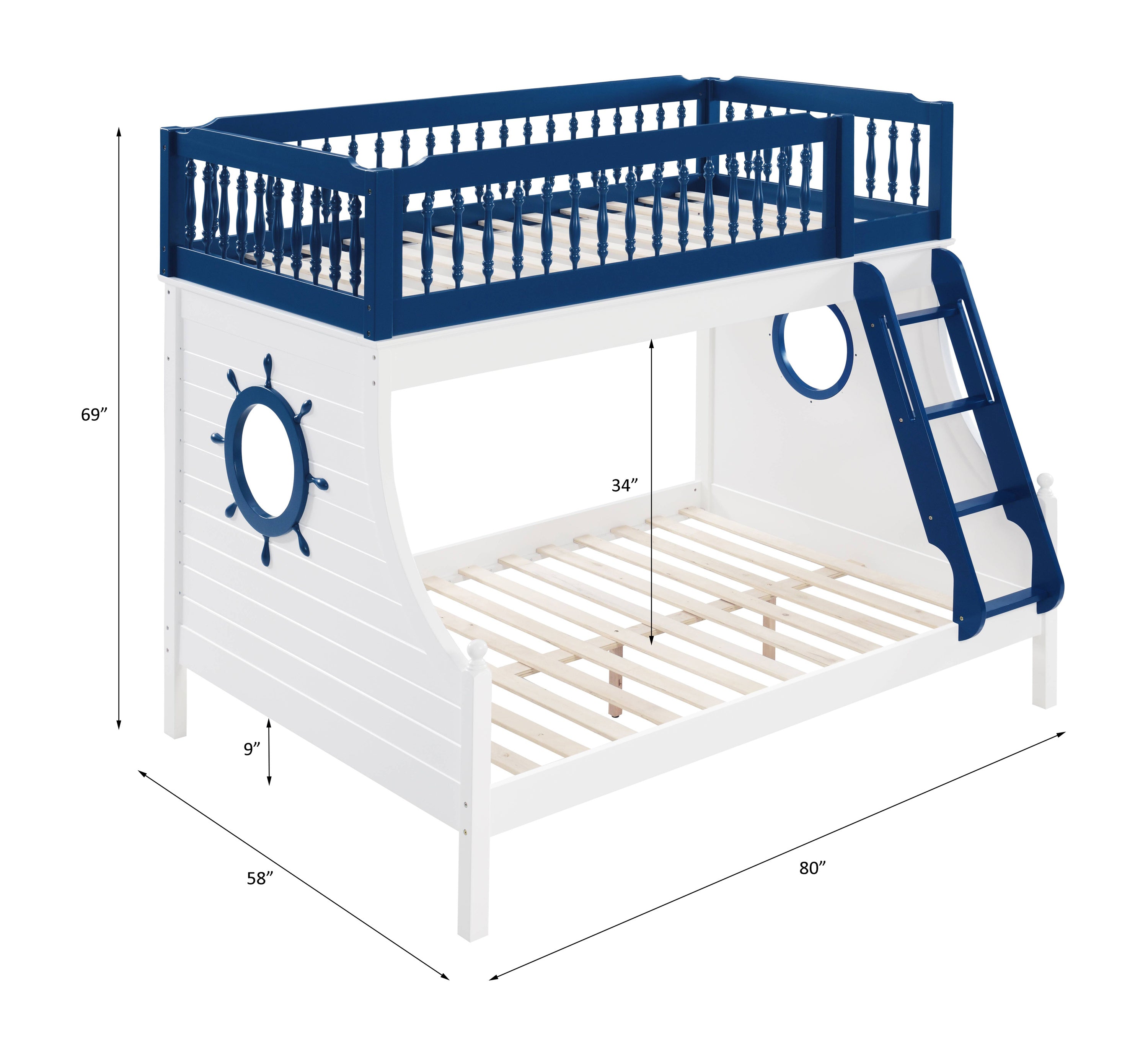 ACME Farah Twin/Full Bunk Bed, Navy Blue & White Finish BD00493