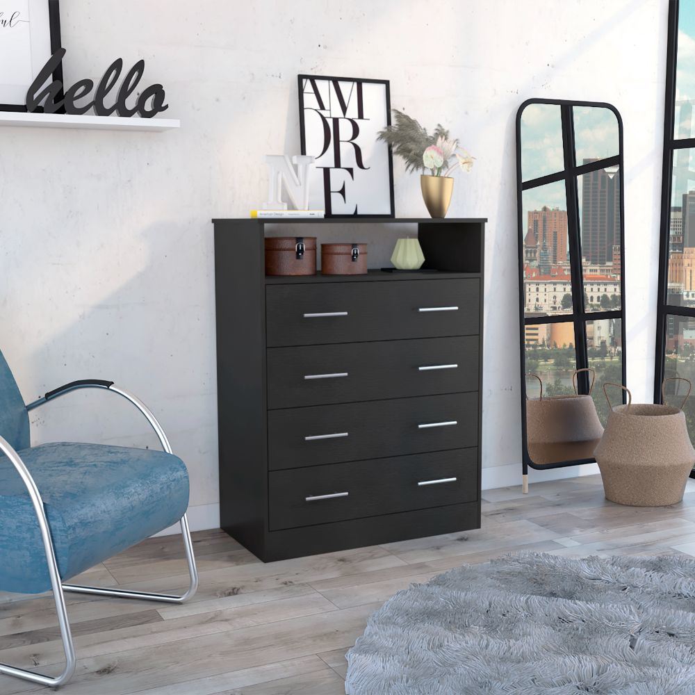 Dover 4-Drawer Rectangle Dresser Black Wengue