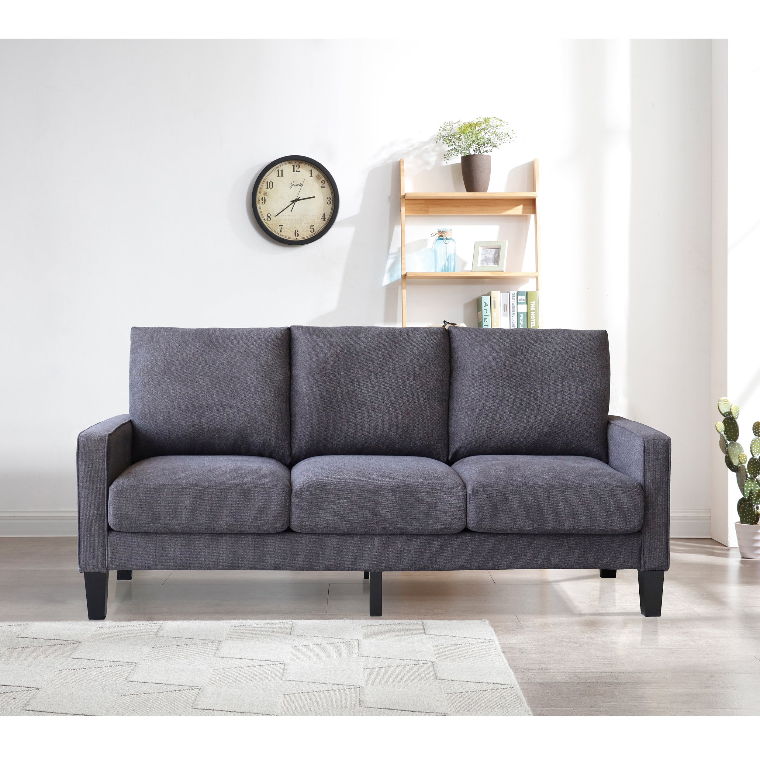 Modern Living Room Furniture Sofa in Dark Grey Fabric