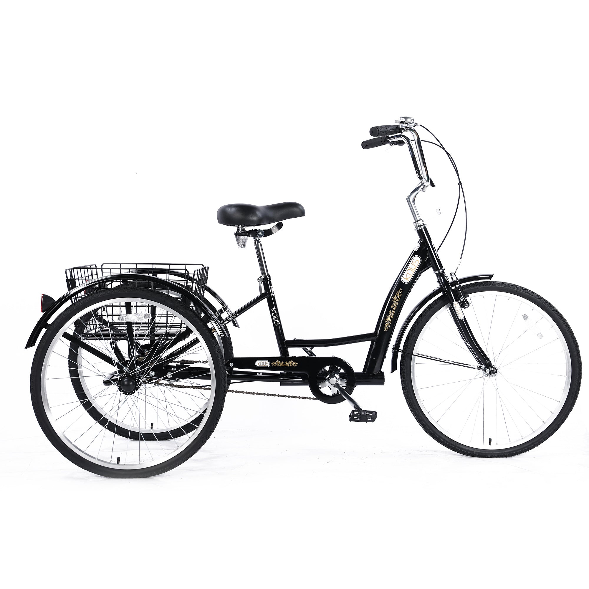 26'' European Adult Tricycles 3 Wheel W/Installation Tools with Low Step-Through, Large Basket, Tricycle for Adults, Women, Men