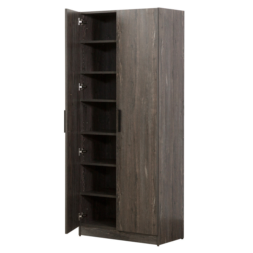 Mia Farmhouse Shoe Cabinet with Six Shelves in Rustic Gray