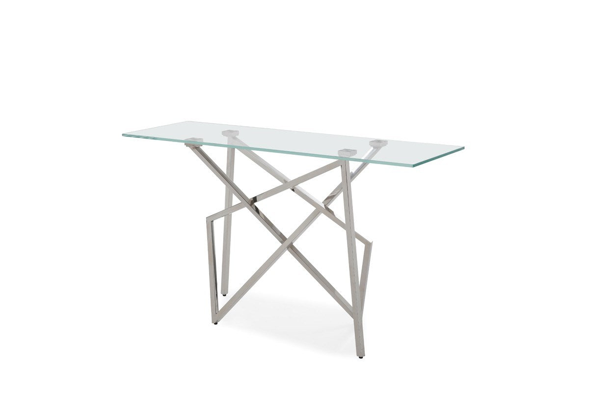 Hawkins Modern Glass & Stainless Steel Console Table