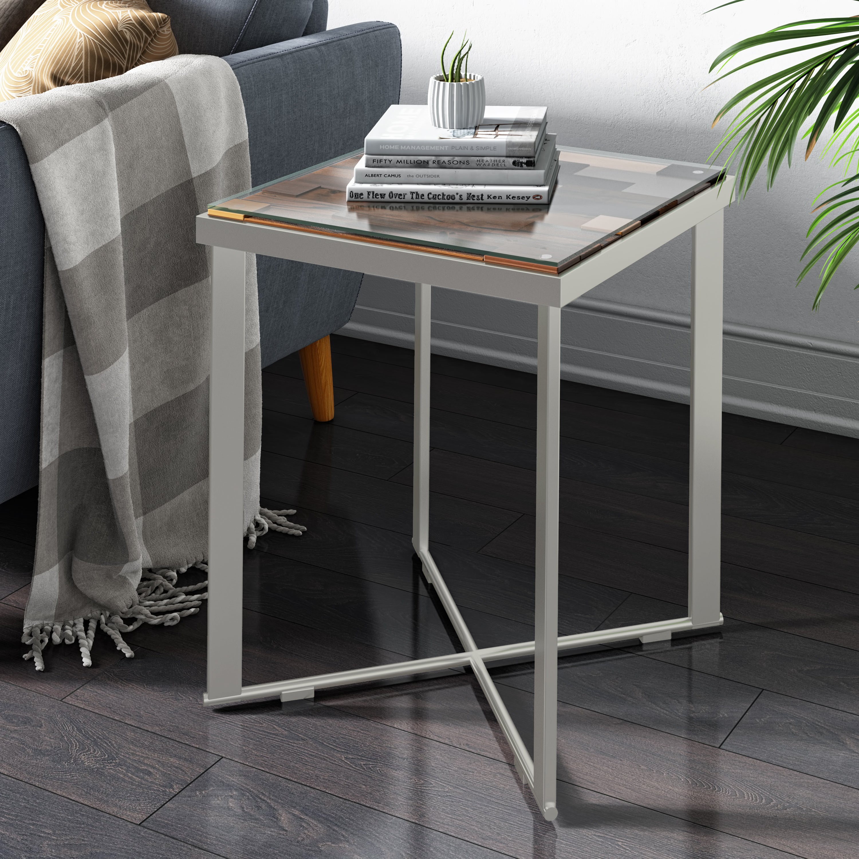 Modrest Santiago Modern Rectangular Wood Mosaic End Table