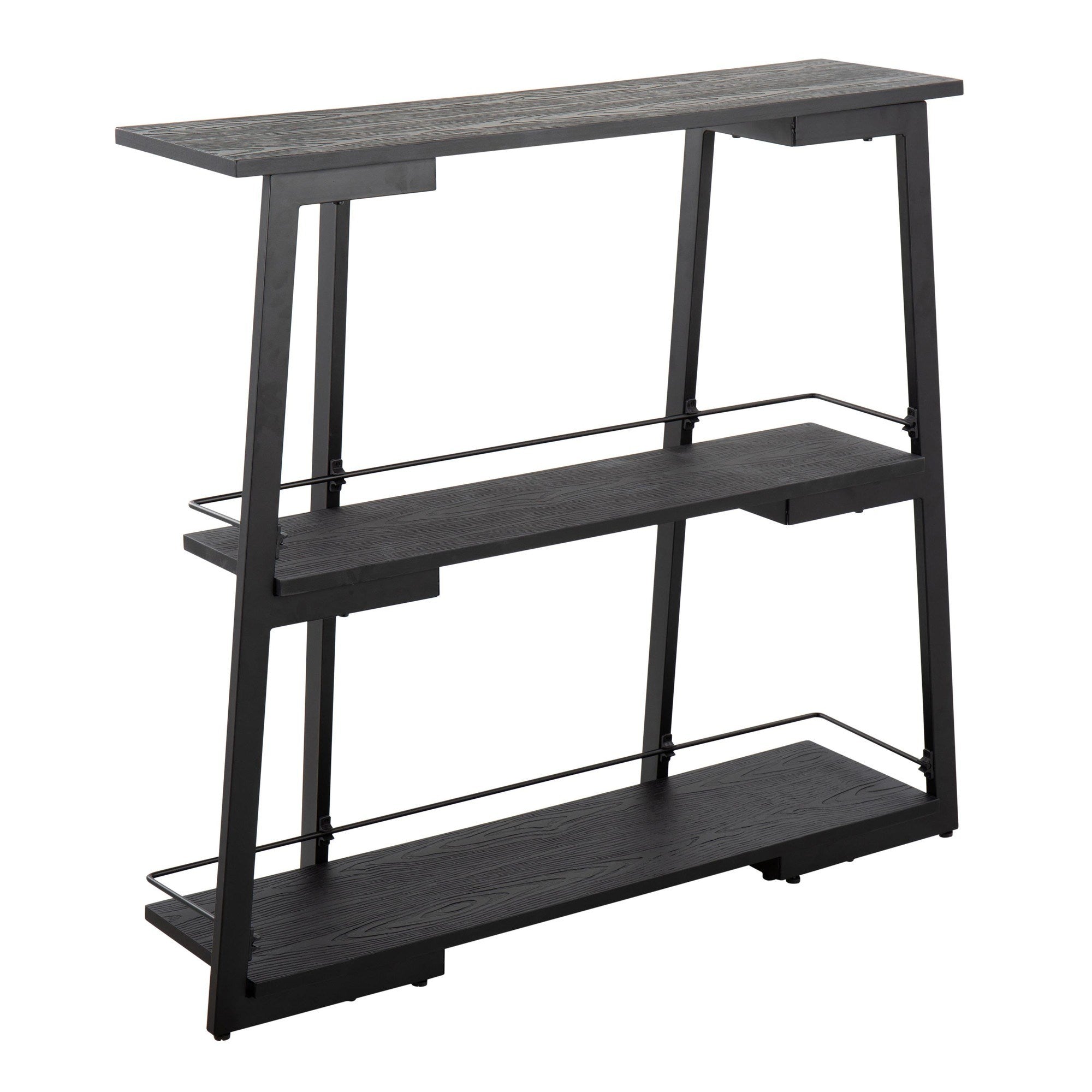 Converge Industrial Bookcase in Black Steel and Black Bamboo by LumiSource