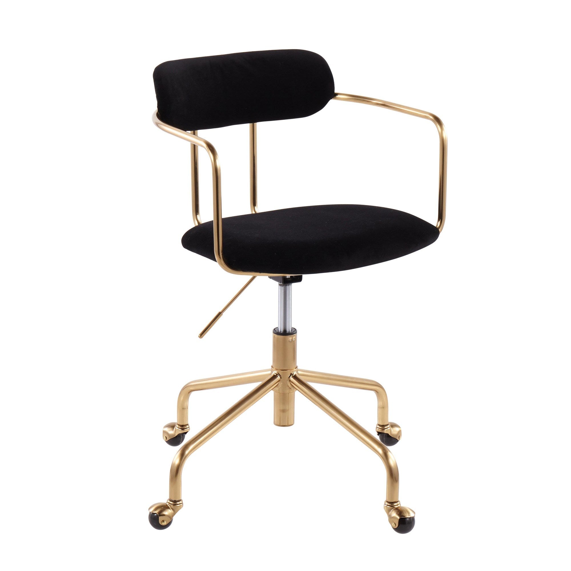 Demi Contemporary Office Chair in Gold Metal and Black Velvet by LumiSource