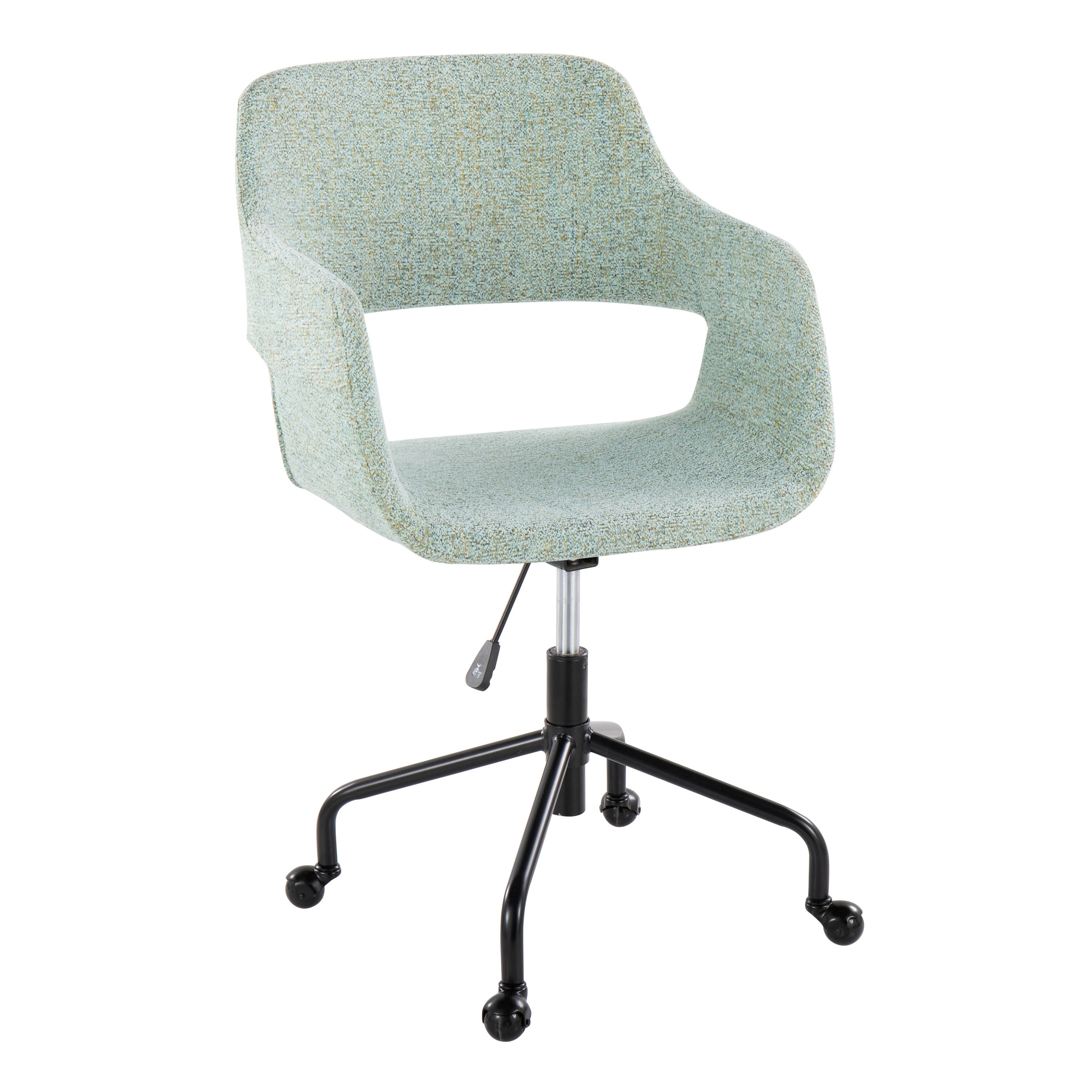 Margarite Contemporary Adjustable Office Chair in Black Metal and Light Green Fabric by LumiSource