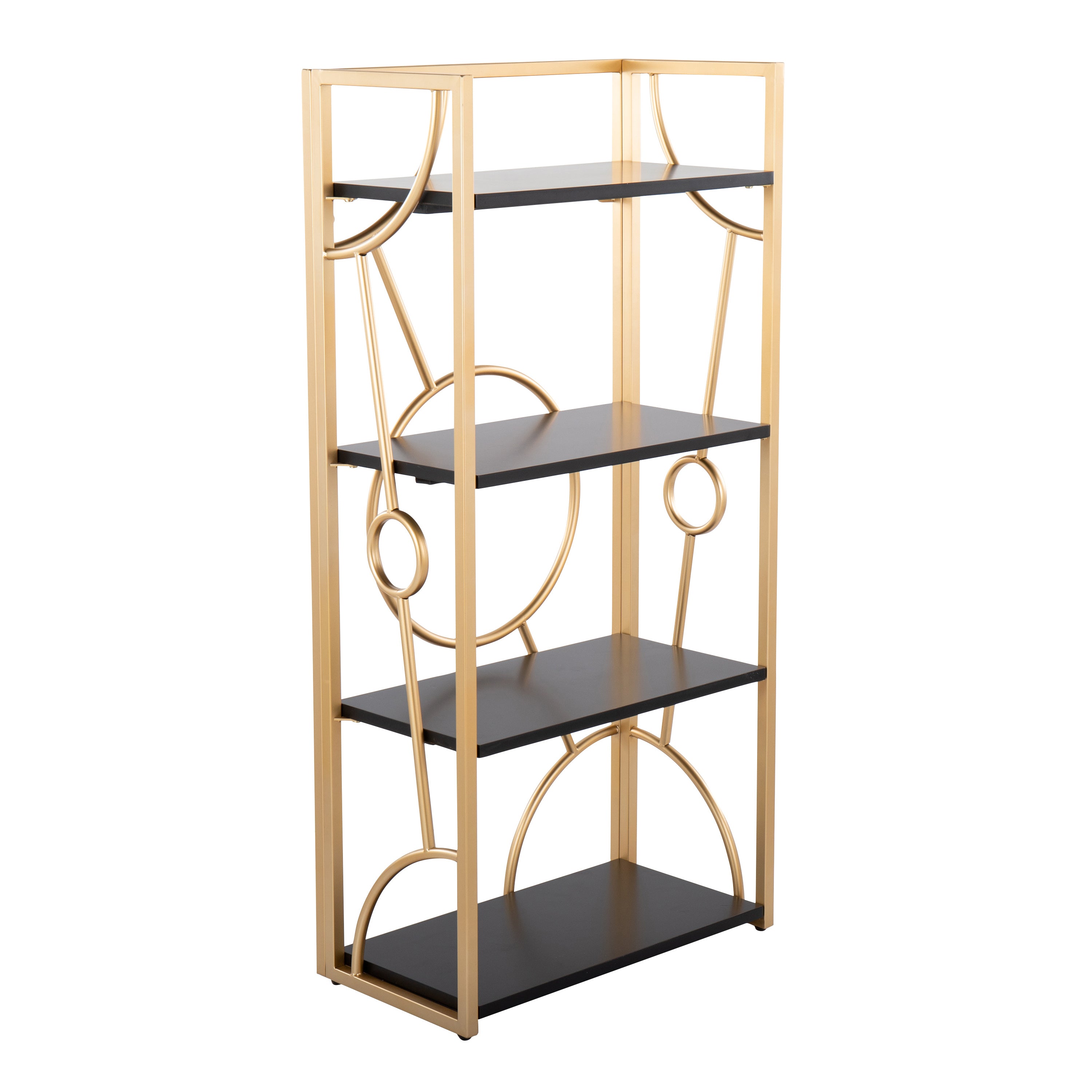 Constellation Contemporary Bookcase in Gold Metal and Black Wood by LumiSource