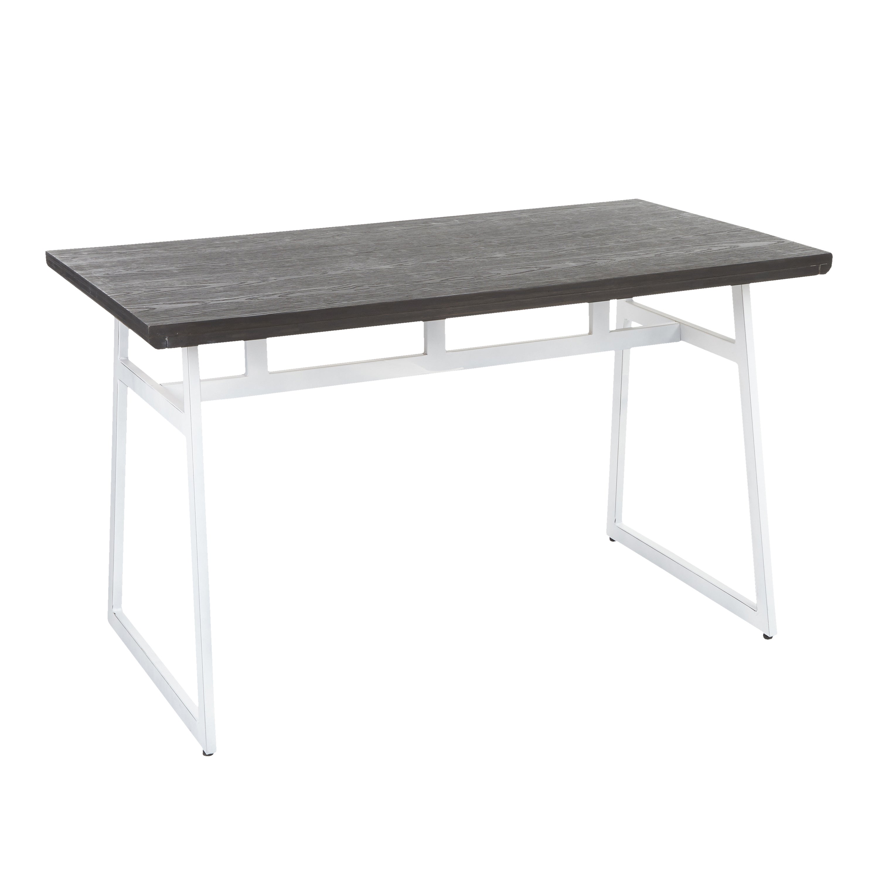 Geo Industrial Dining Table in Vintage White Metal and Espresso Wood-Pressed Grain Bamboo by LumiSource