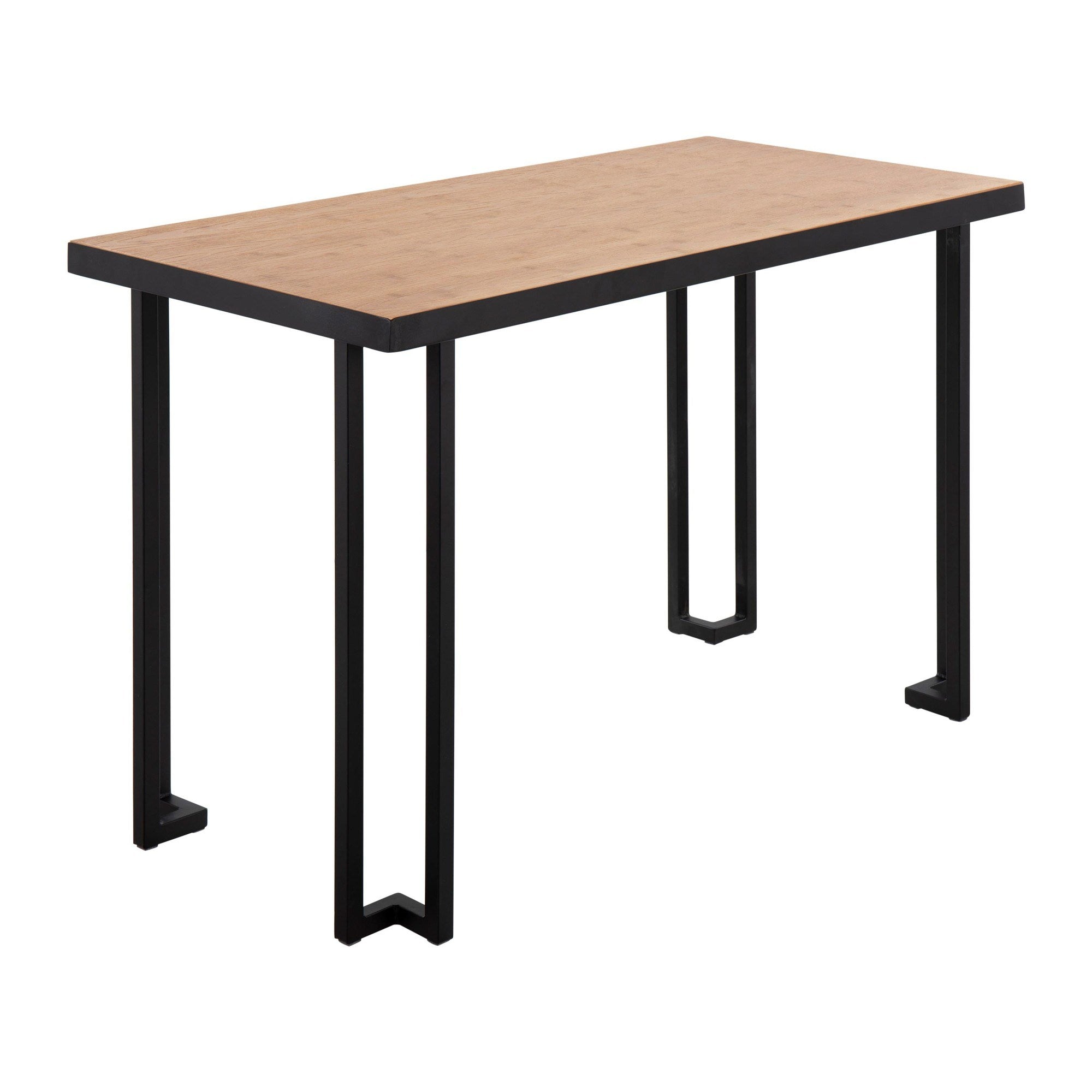 Roman Industrial Desk in Black Steel with Natural Wood Top by LumiSource