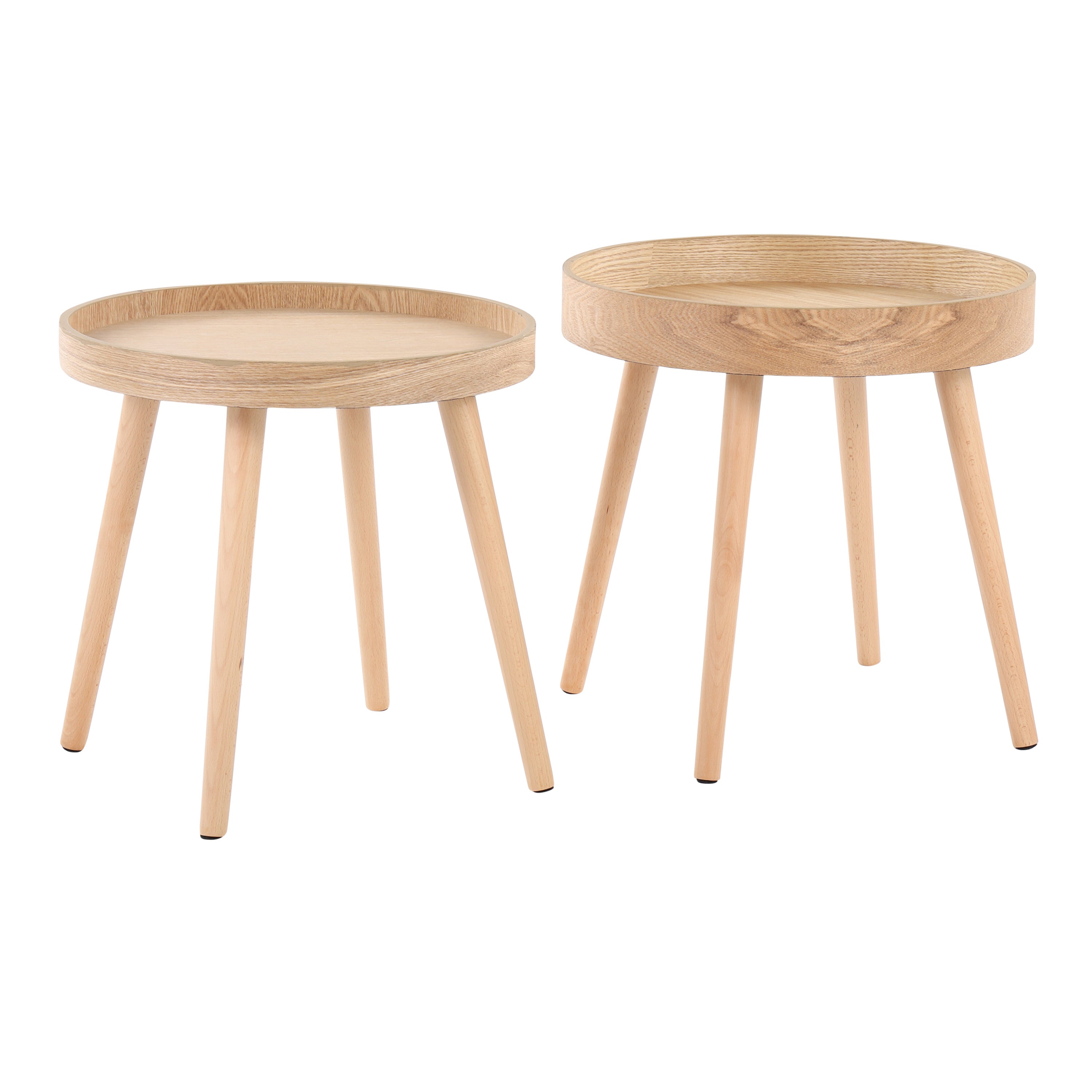 Pebble Mid-Century Modern Side Table Set in Natural Wood by LumiSource