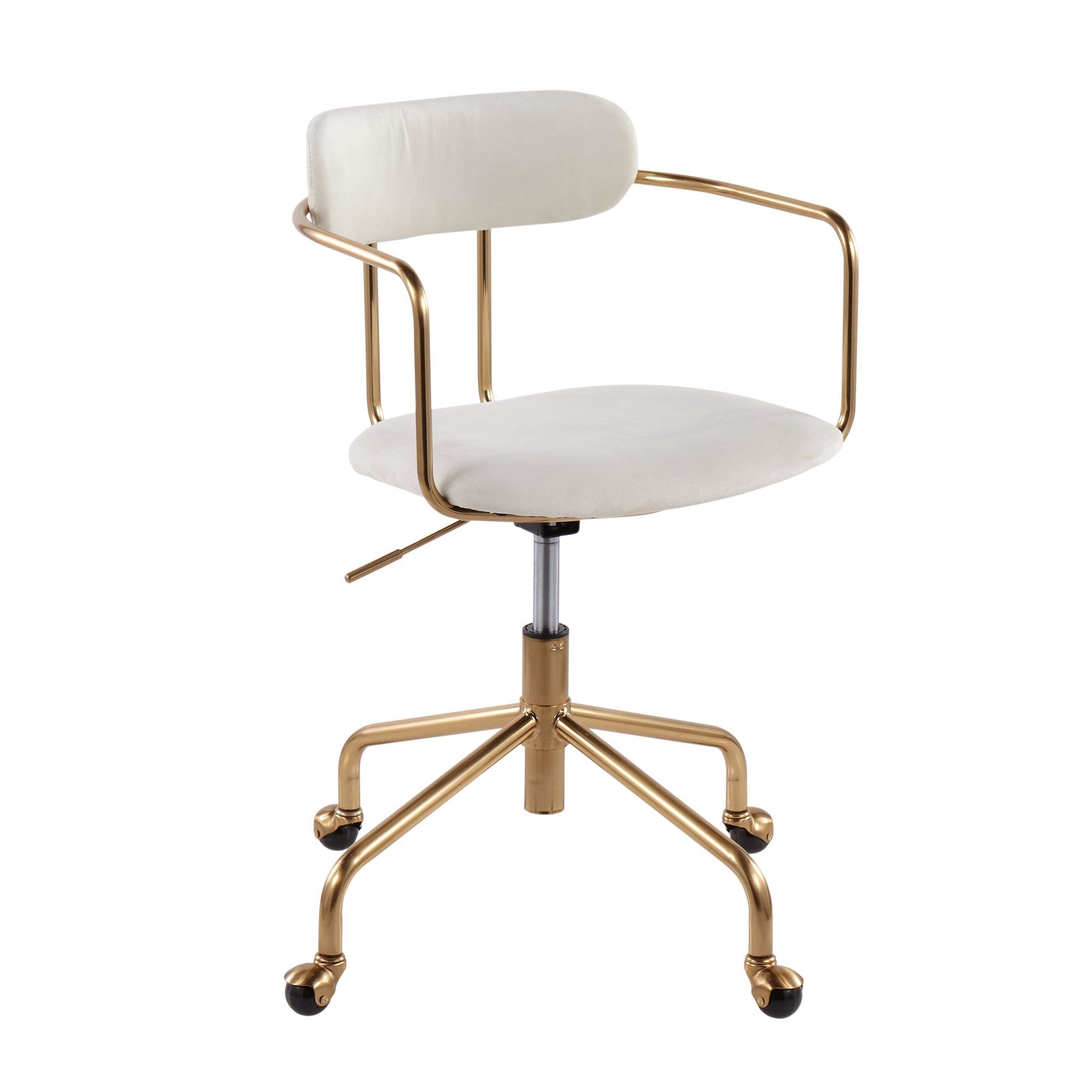 Demi Contemporary Office Chair in Gold Metal and Cream Velvet by LumiSource