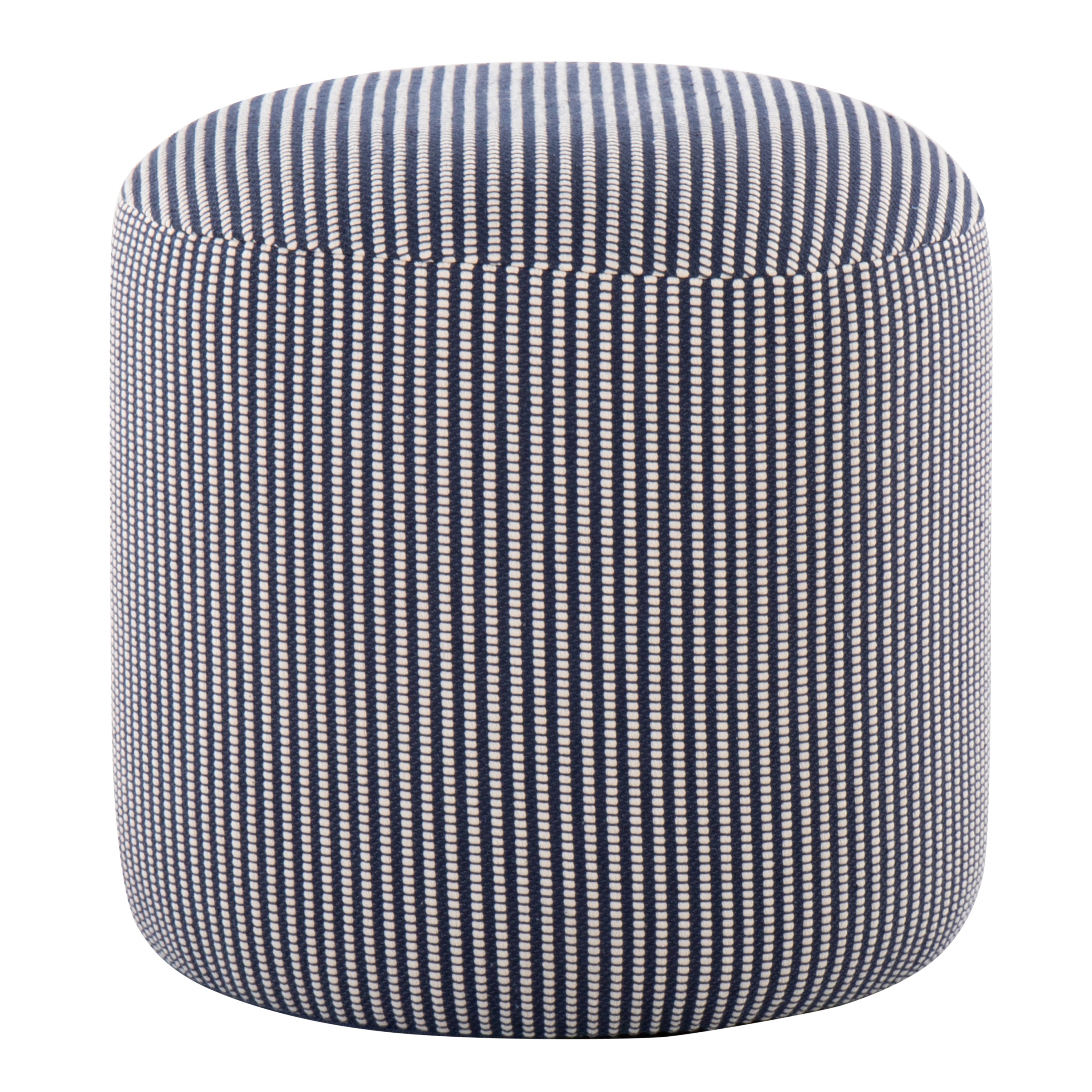 Round Pouf in Knitted Blue and White Fabric by LumiSource