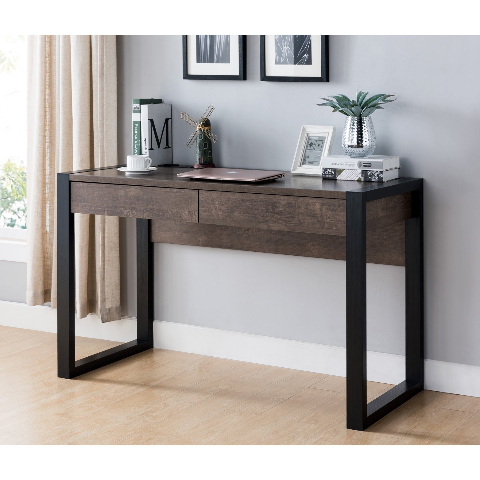 ID USA 182289 Desk Walnut Oak & Black