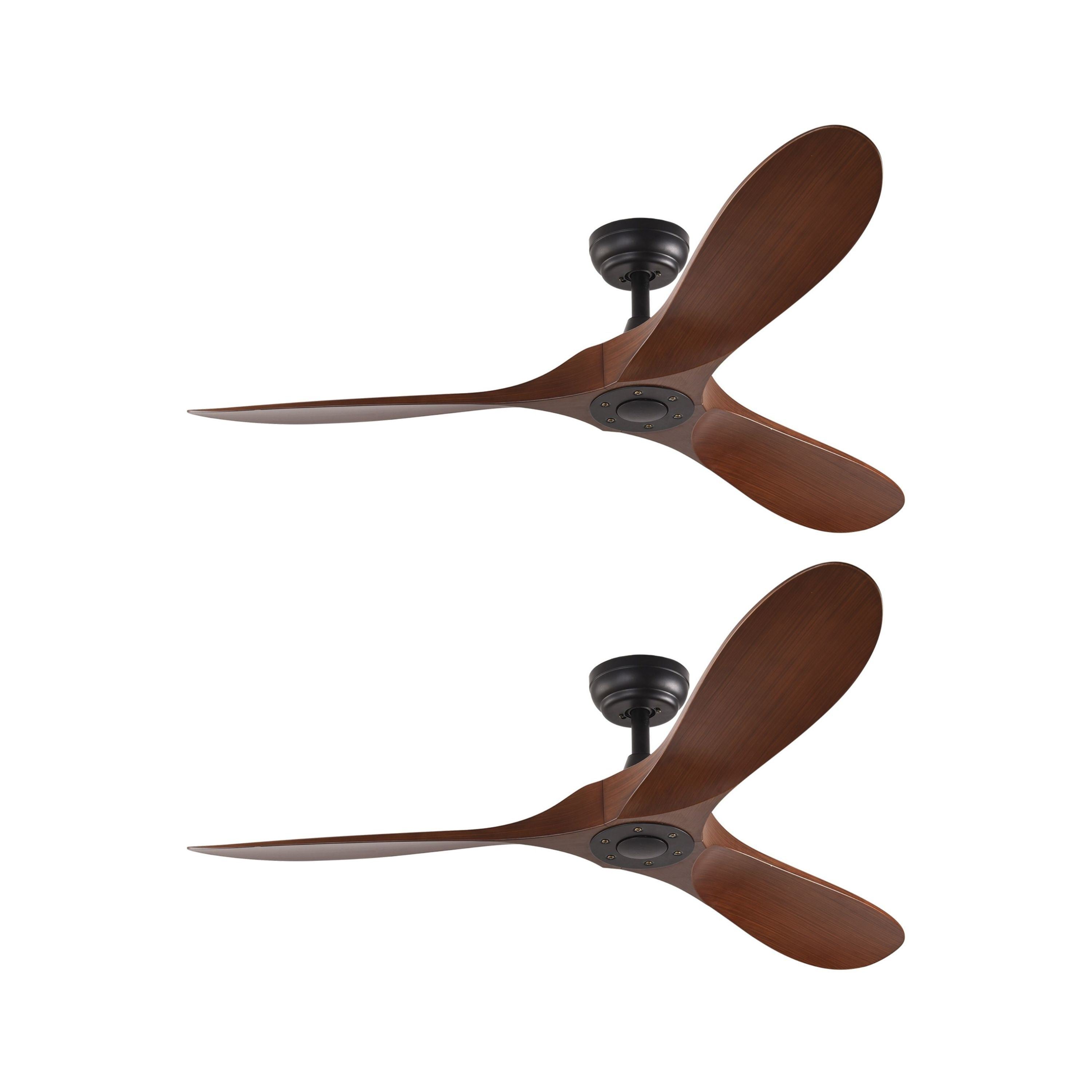 52 Inch Flush Mount Ceiling Fans with Remote Control, Vintage Outdoor Indoor 3 Blades Smart Ceiling Fans for Bedroom, Living Room, and Patios (Dark, Set of 2)