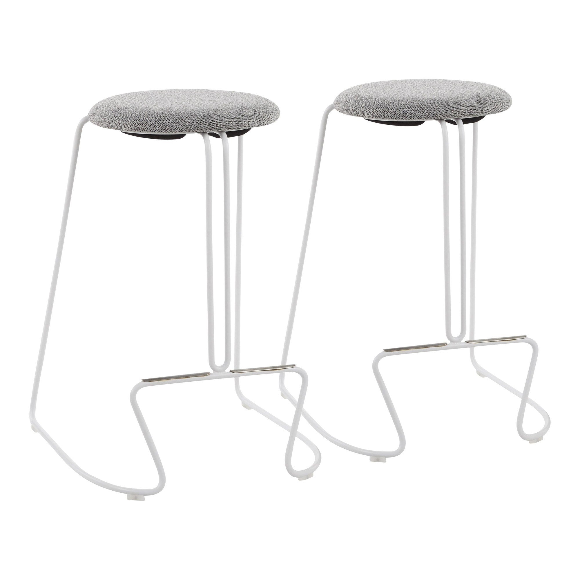 Finn Contemporary Counter Stool in White Steel and Charcoall Fabric by LumiSource - Set of 2