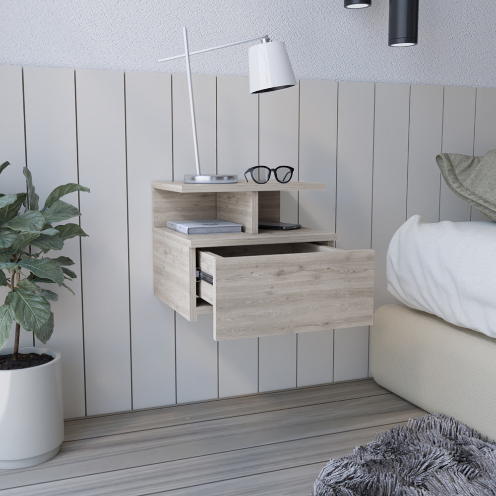 Floating Nightstand Flopini, One Drawer, Light Gray Finish