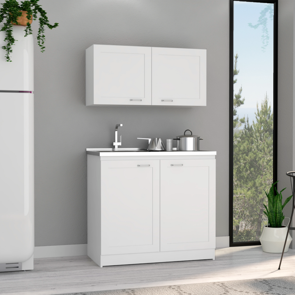 Zurich Cabinet Set, Two Shelves -White