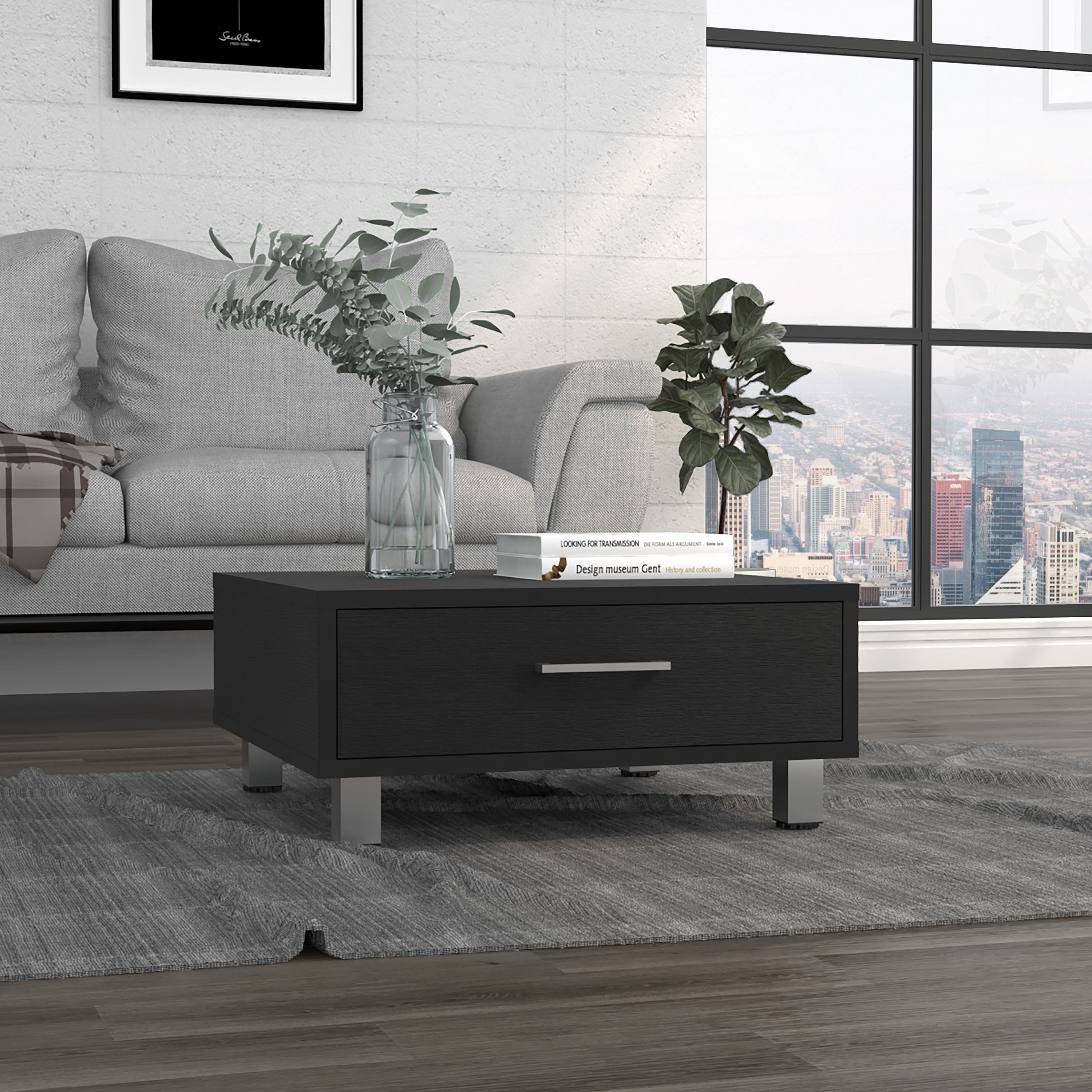 Coffee Table Albuquerque, One Drawer, Black Wengue Finish