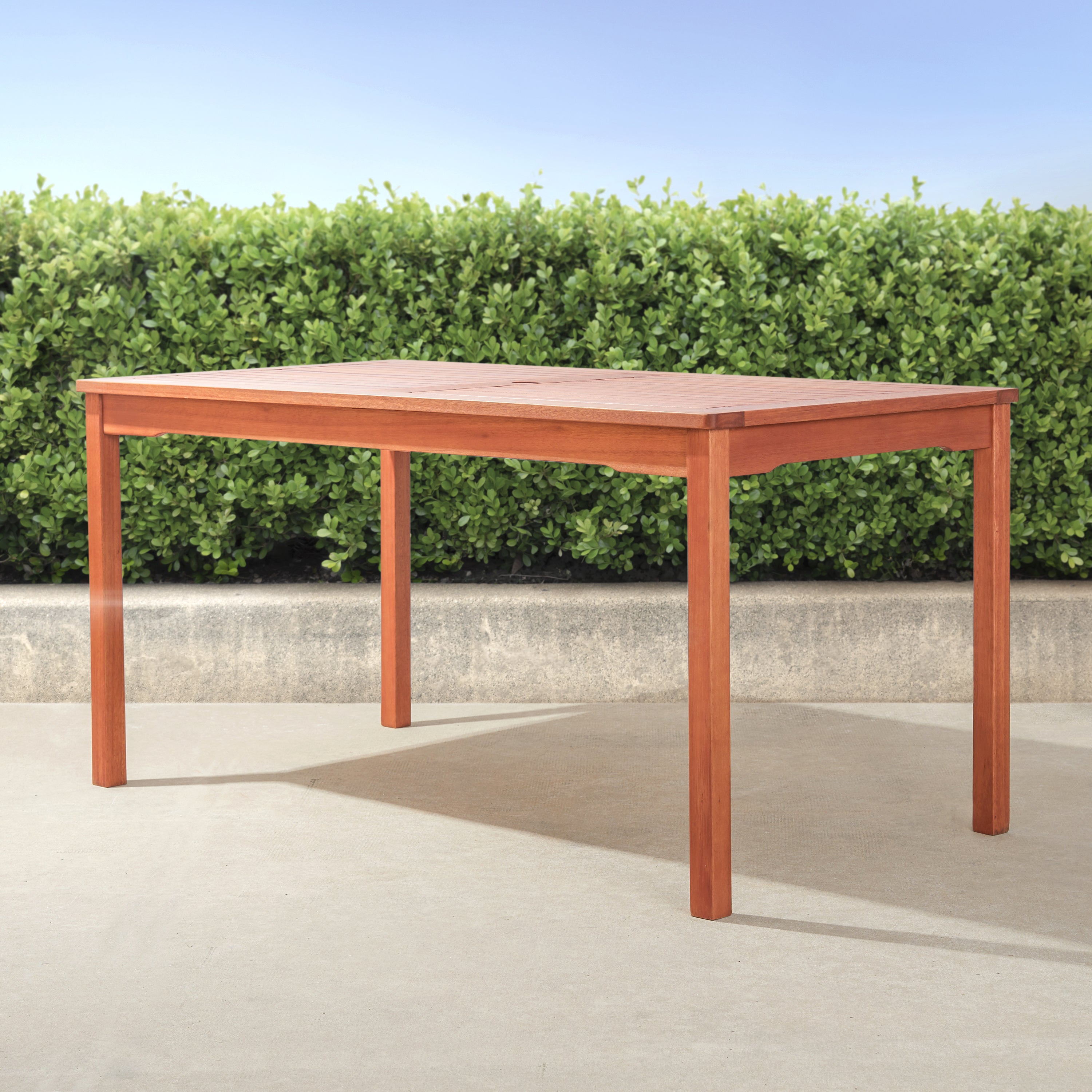 Caladesi Reddish Brown Rectangular Coastal Wood Patio Dining Table for 6 Seaters