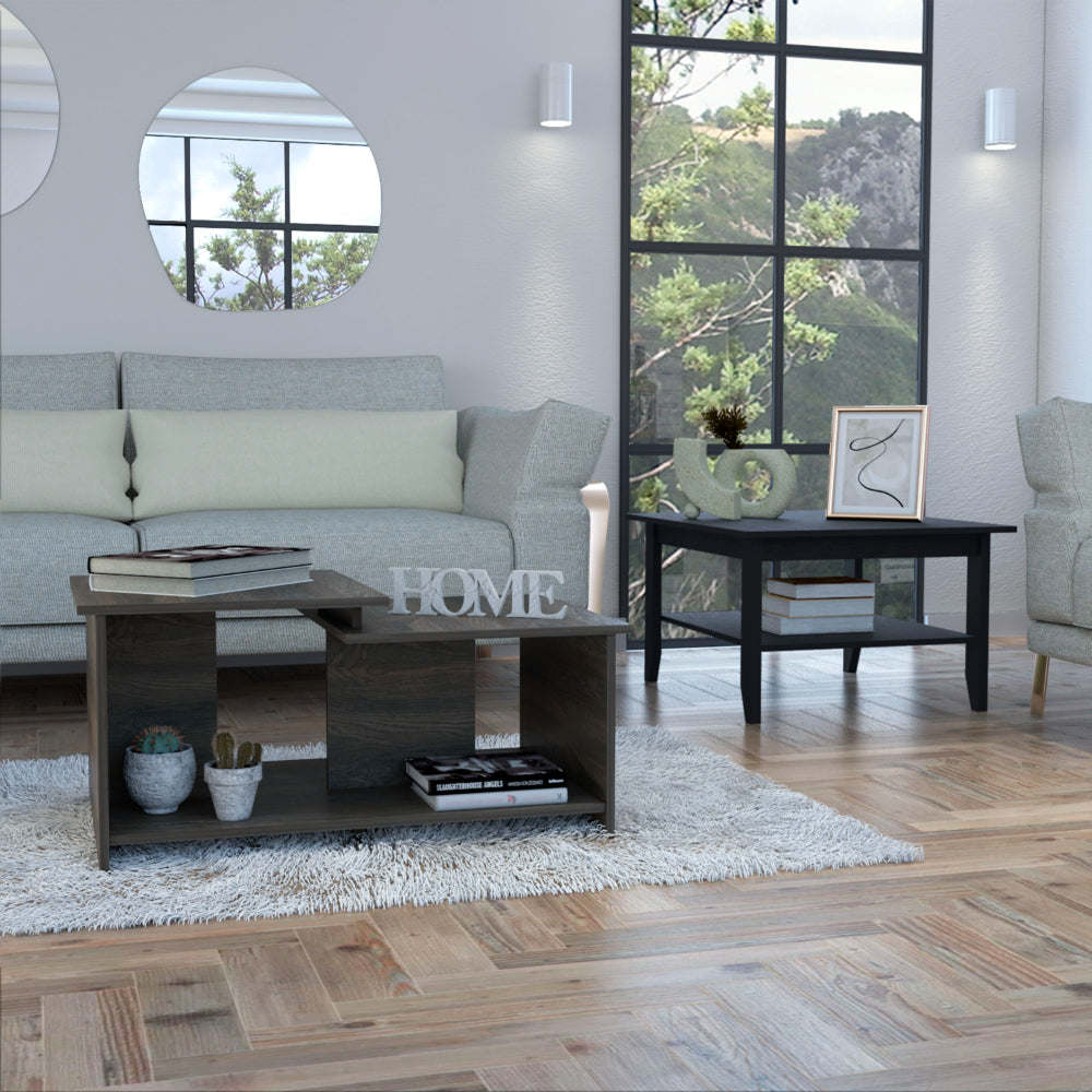 Houston 2 Piece Living Room Set, Mojito Coffee Table + Leanna 3 Coffee Table , Black /Espresso