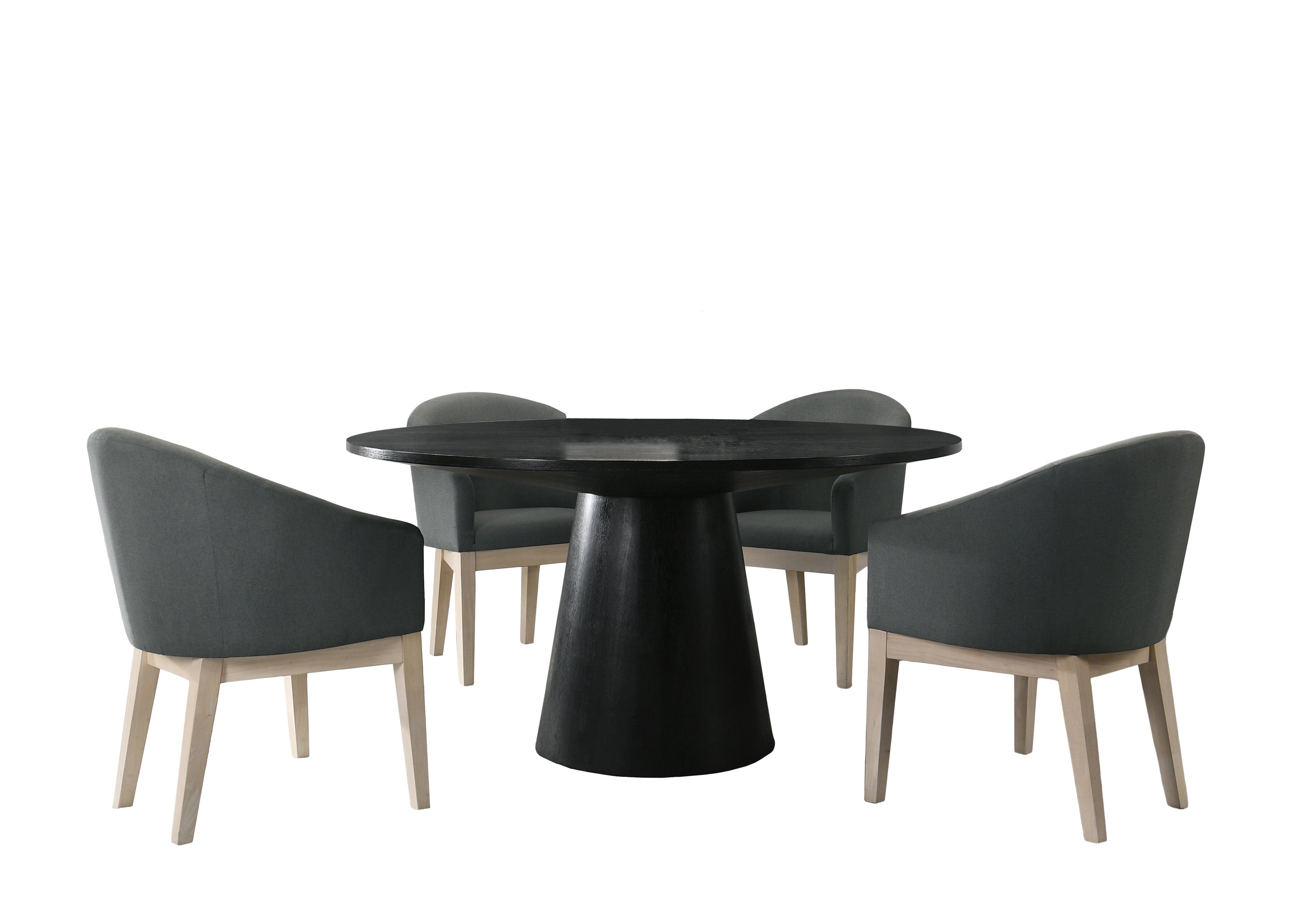 Jasper Ebony Black 5 Piece 59" Round Dining Table Set with Gray Chairs