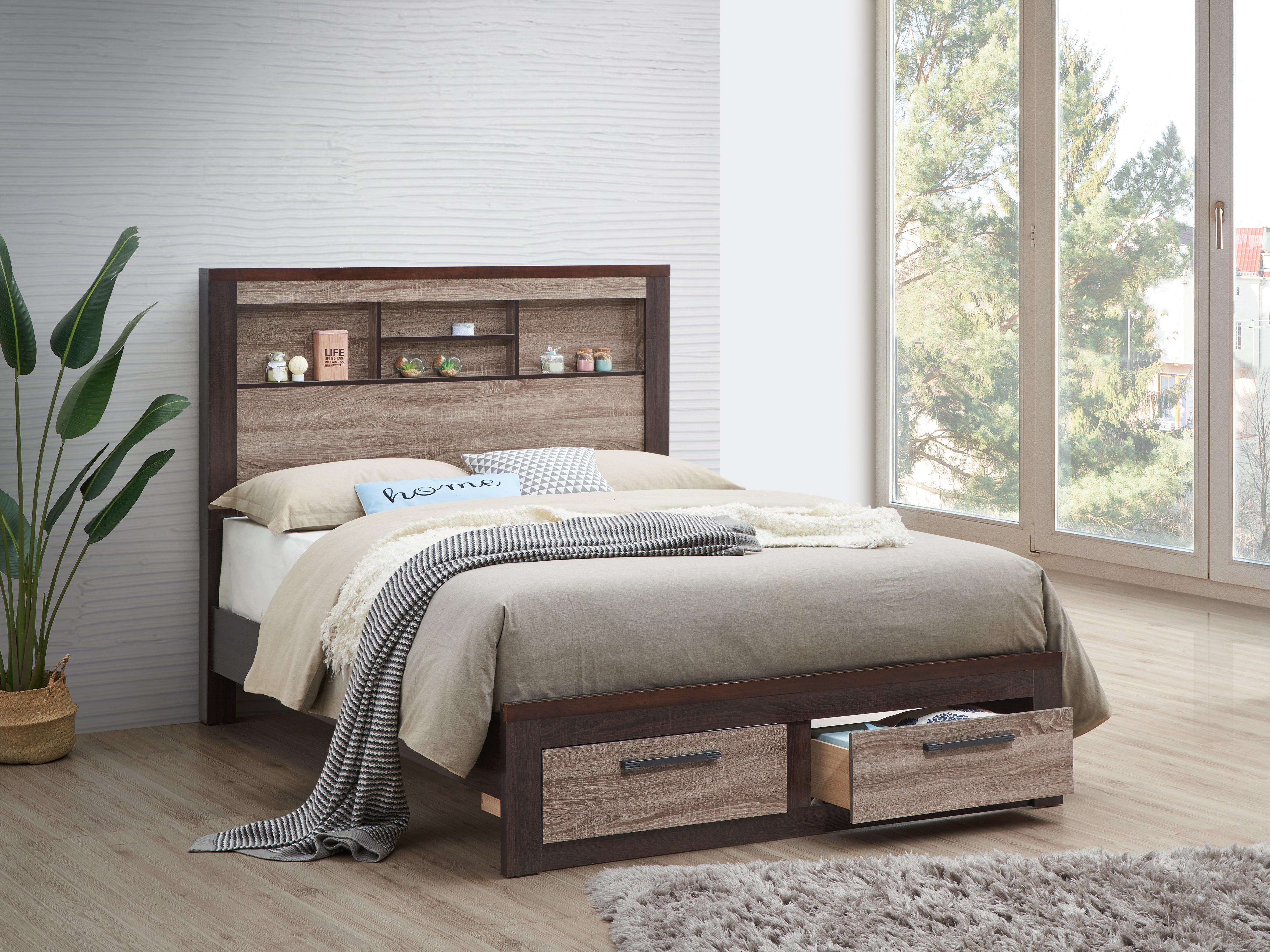 Glory Furniture Magnolia G1400B-QB Queen Bed , Gray/Brown