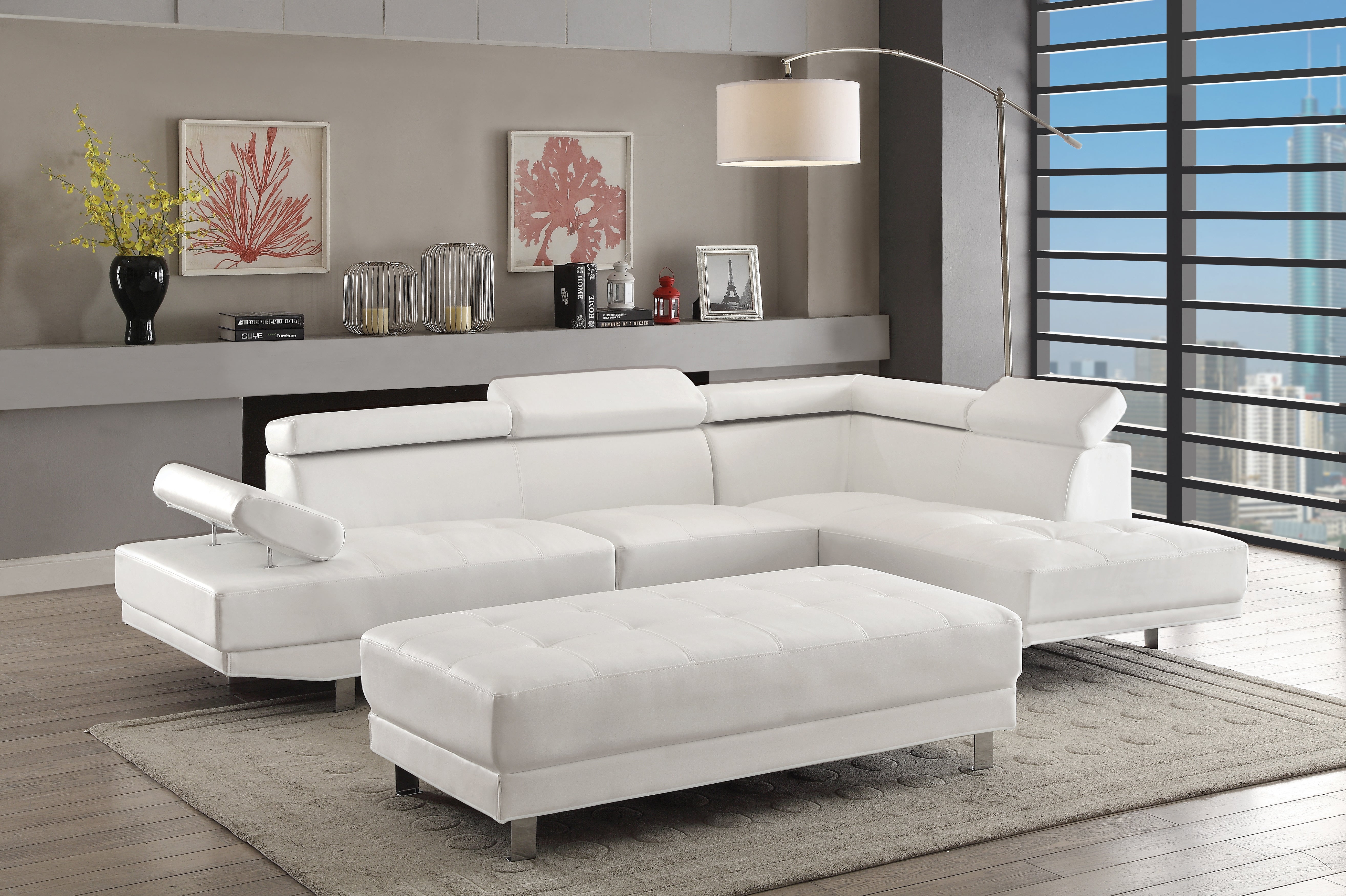 Glory Furniture Riveredge G449-SC Sectional ( 2 Boxes) , WHITE