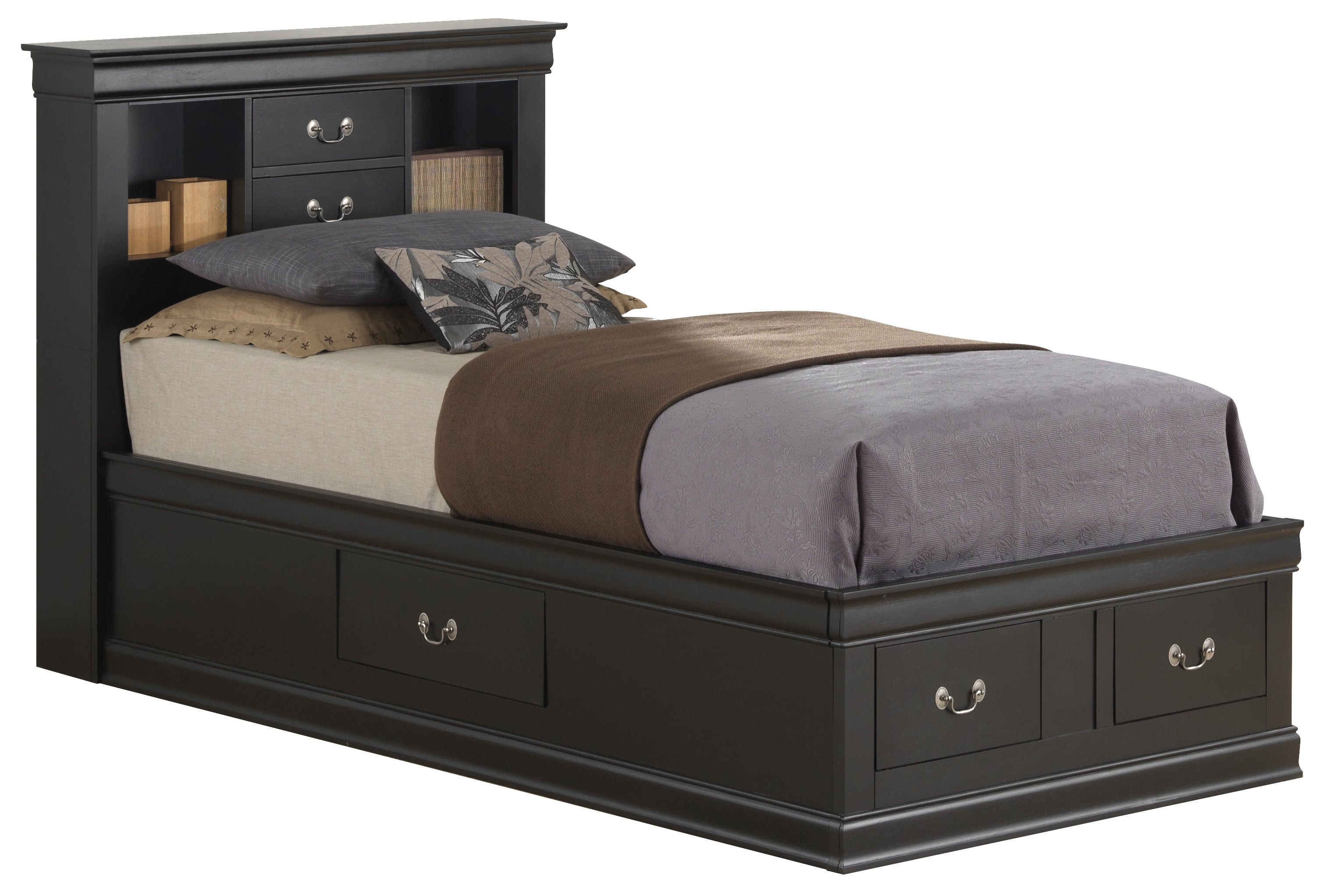 Glory Furniture Louis Phillipe G3150B-TSB Twin Storage Bed , Black