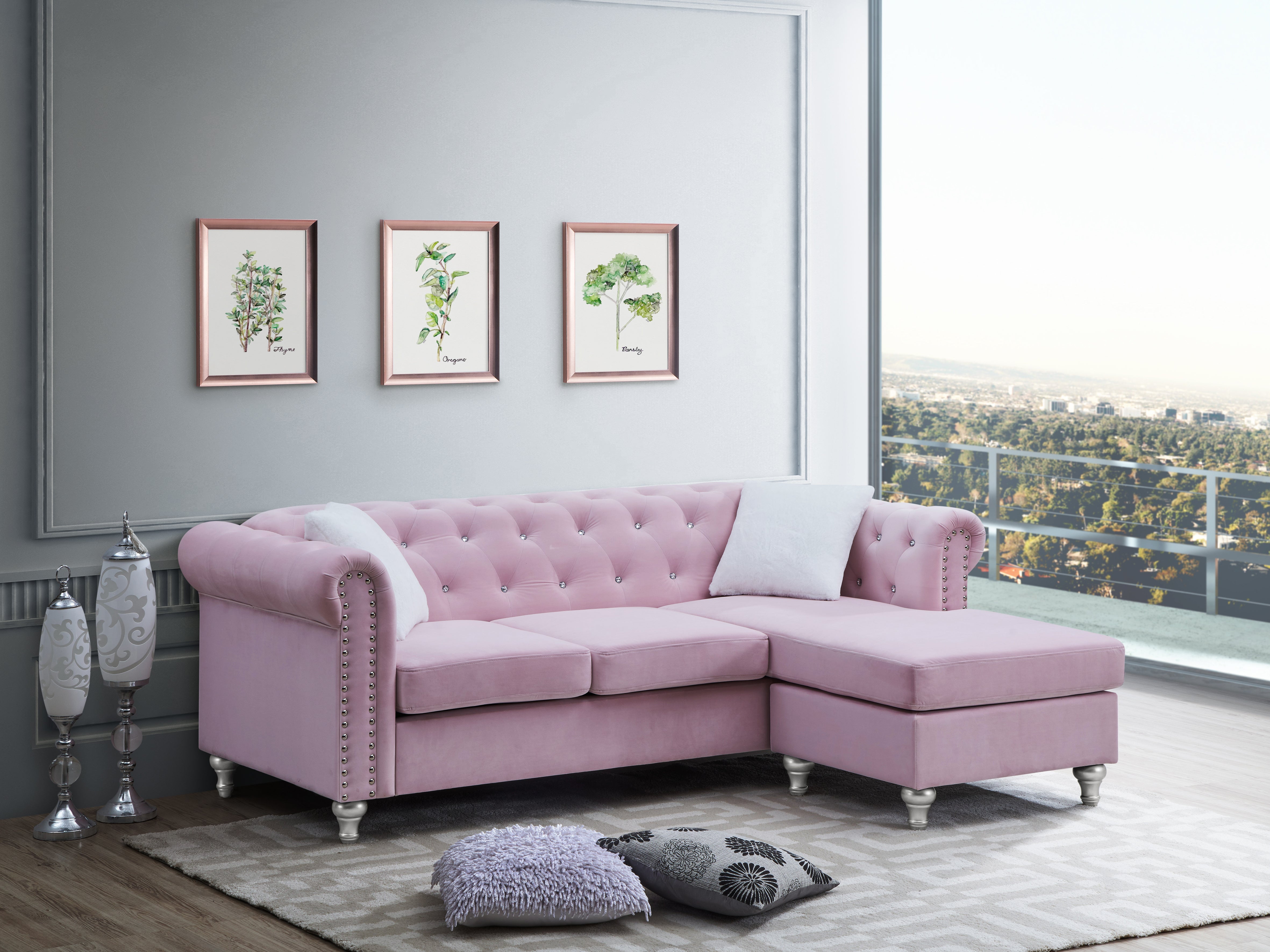 Glory Furniture Raisa G864B-SCH Sofa Chaise , Burgandy