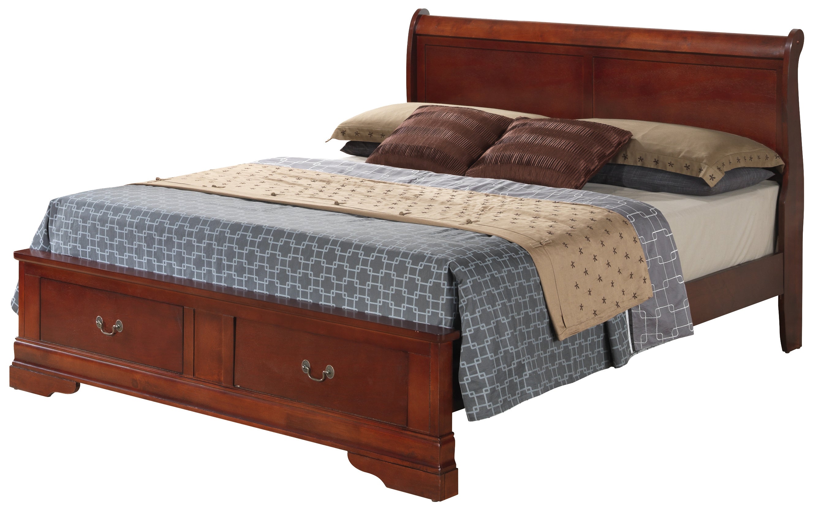 Glory Furniture Louis Phillipe G3100D-KSB2 King Storage Bed , Cherry