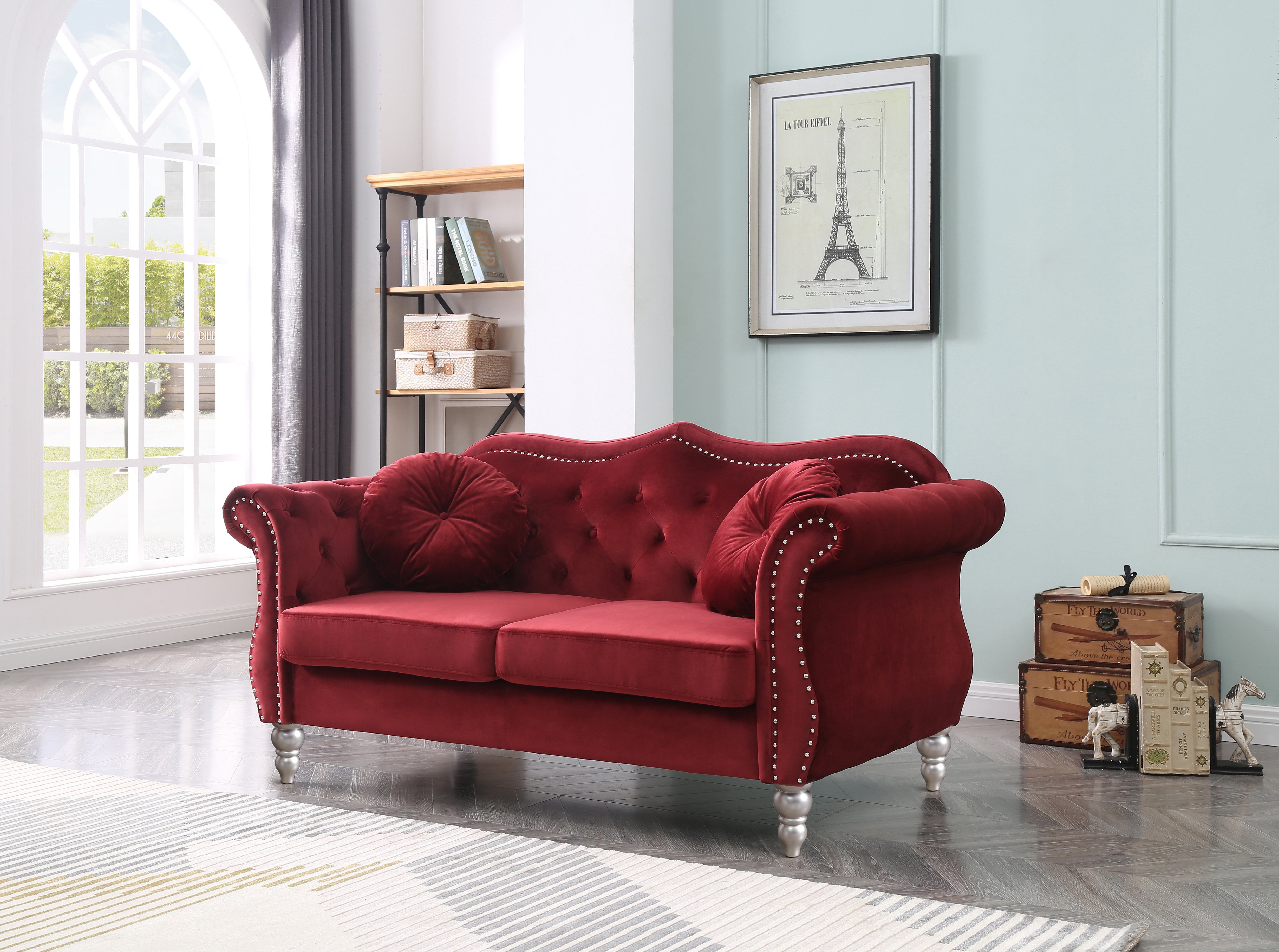 Glory Furniture Hollywood G0669A-L Loveseat , BURGUNDY