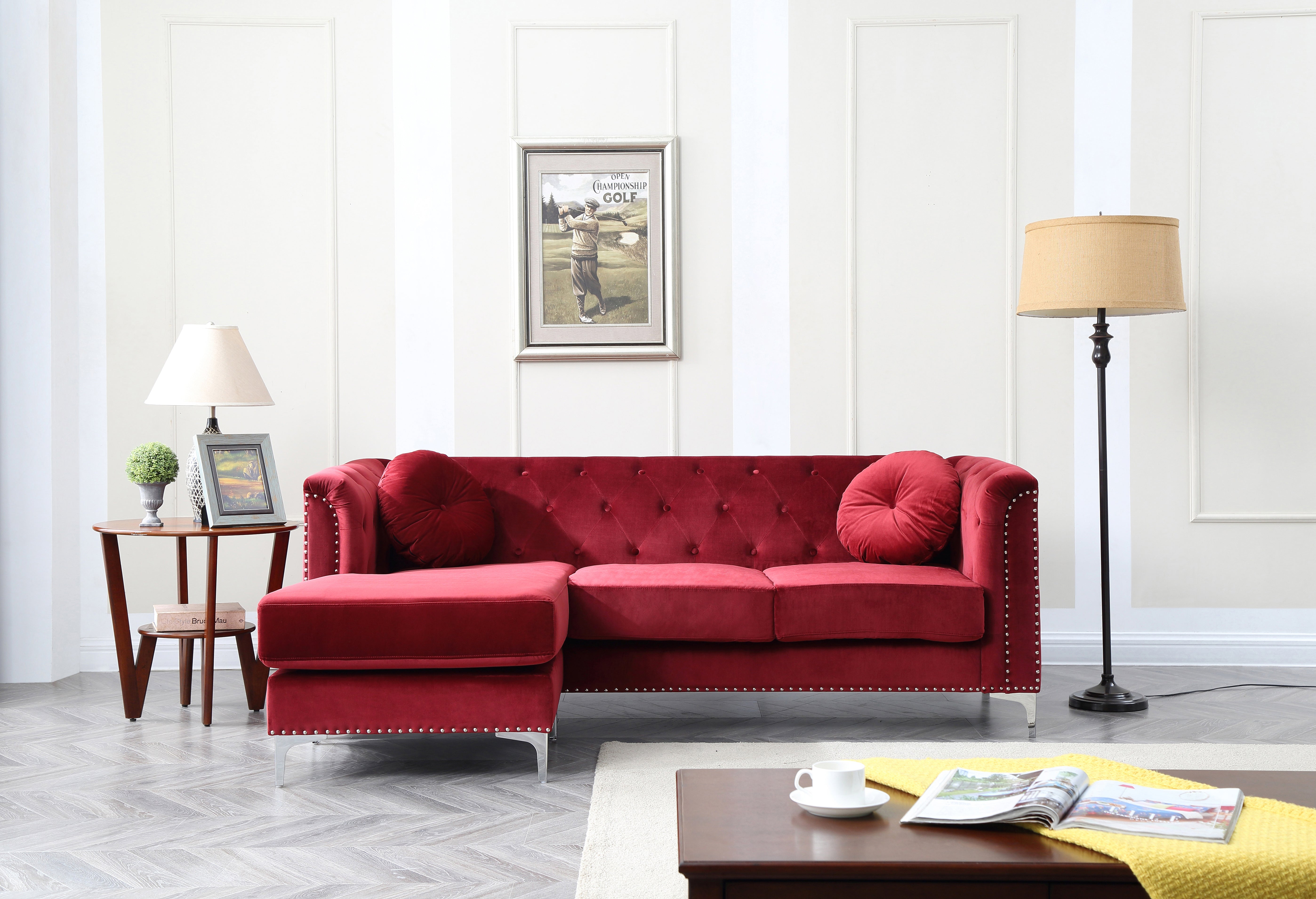 Glory Furniture Pompano G789B-SC Sofa Chaise ( 3 Boxes ) , BURGUNDY