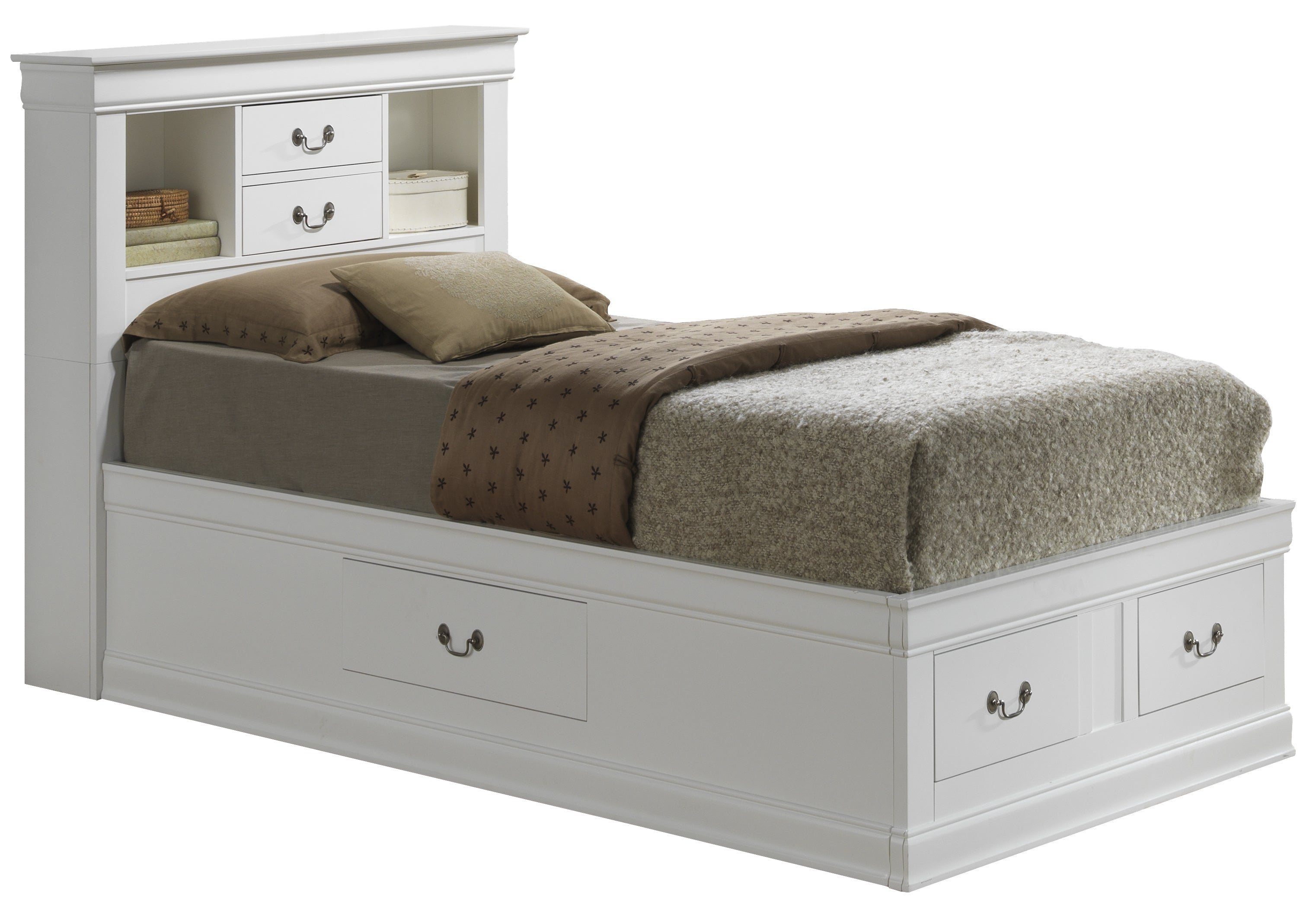 Glory Furniture Louis Phillipe G3190B-TSB Twin Storage Bed , White