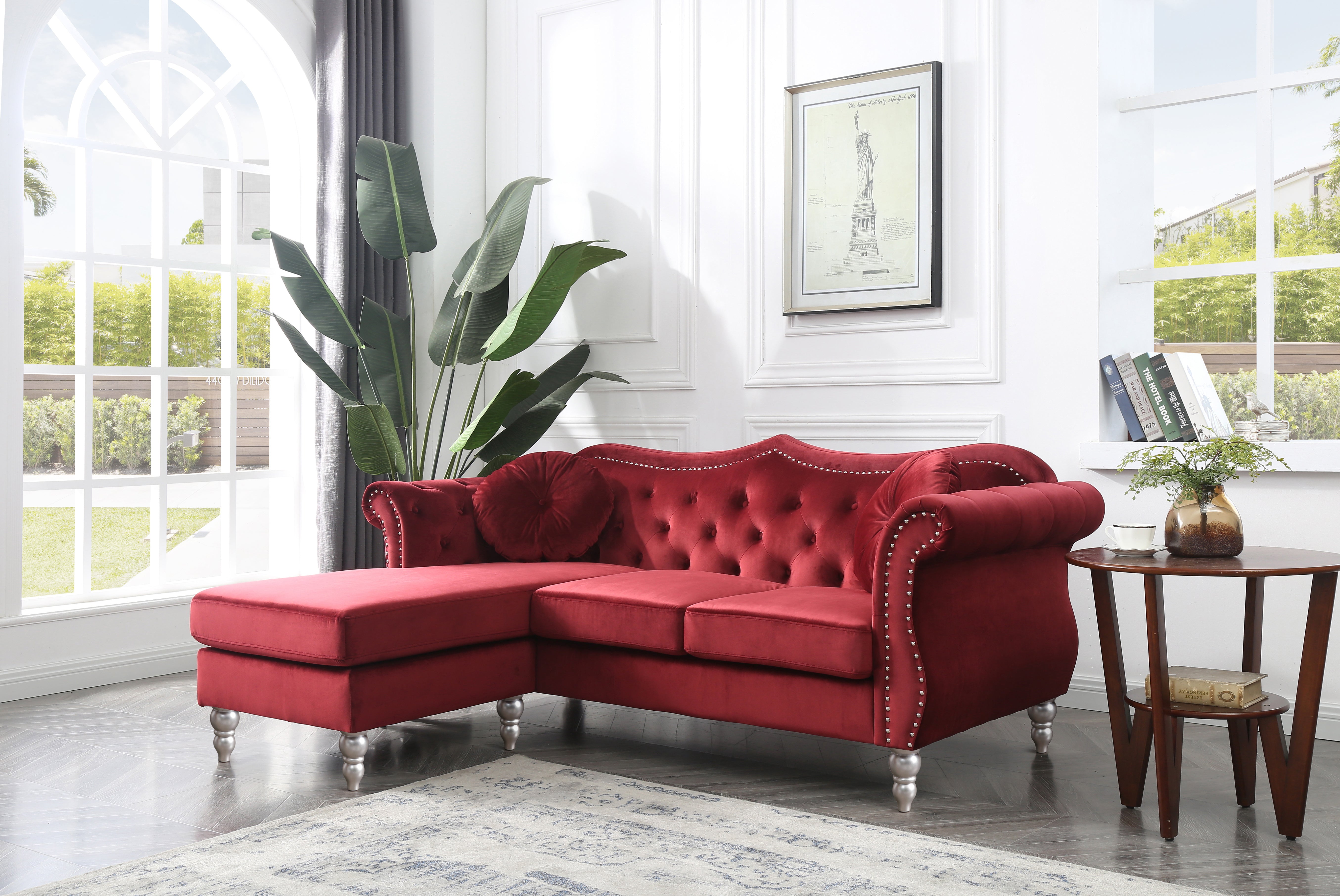 Glory Furniture Hollywood G0669B-SC Sofa Chaise , BURGUNDY