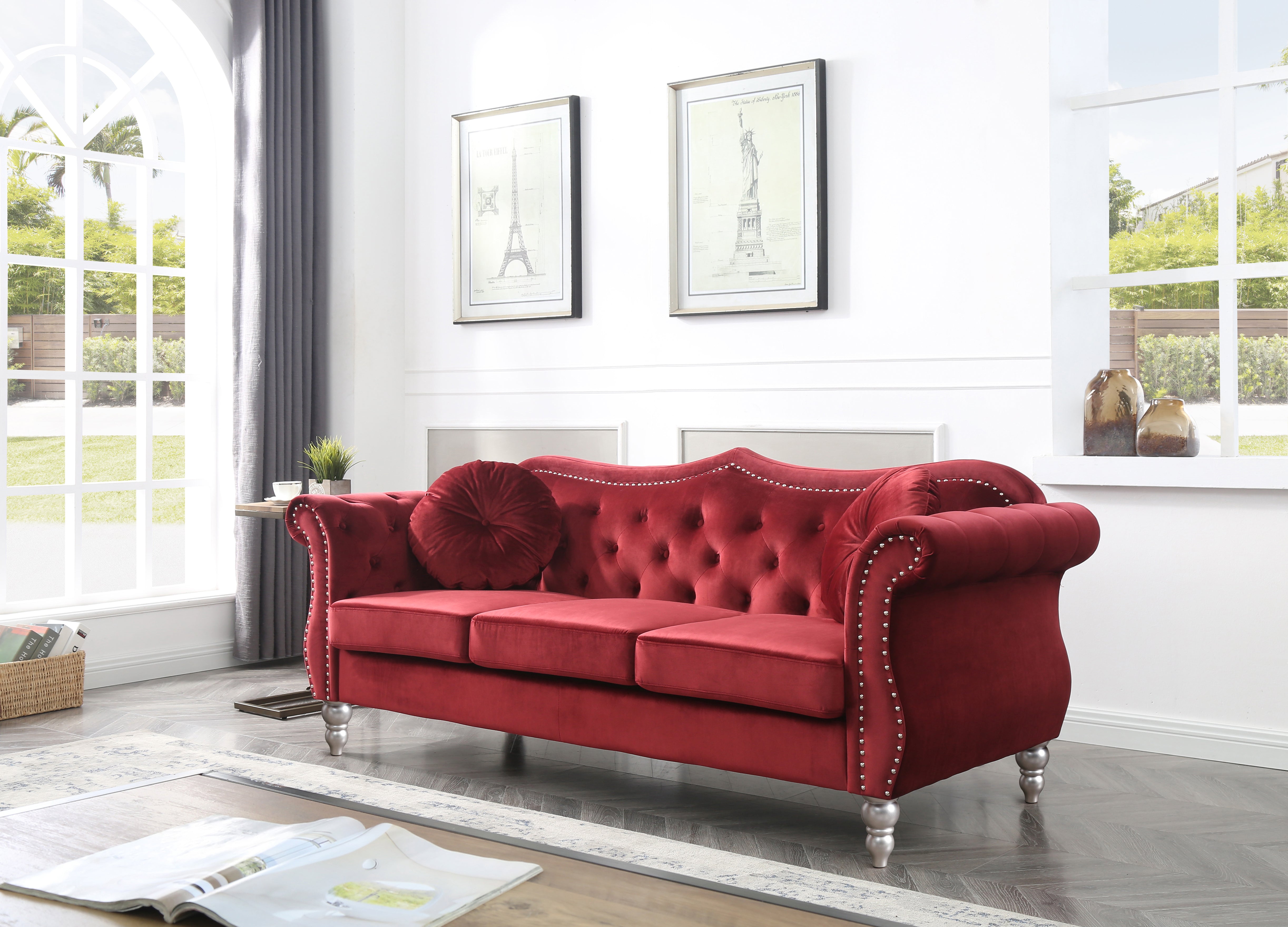 Glory Furniture Hollywood G0669A-S Sofa , BURGUNDY