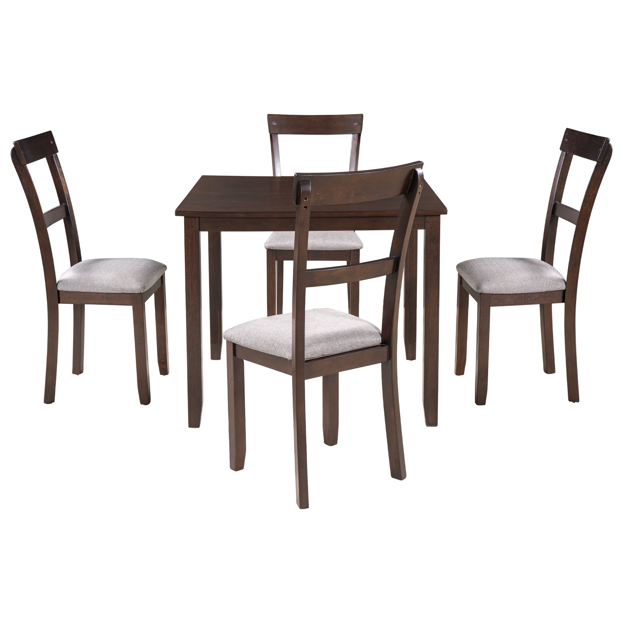 TREXM 5 Piece Dining Table Set Industrial Wooden Kitchen Table and 4 Chairs for Dining Room (Espresso)