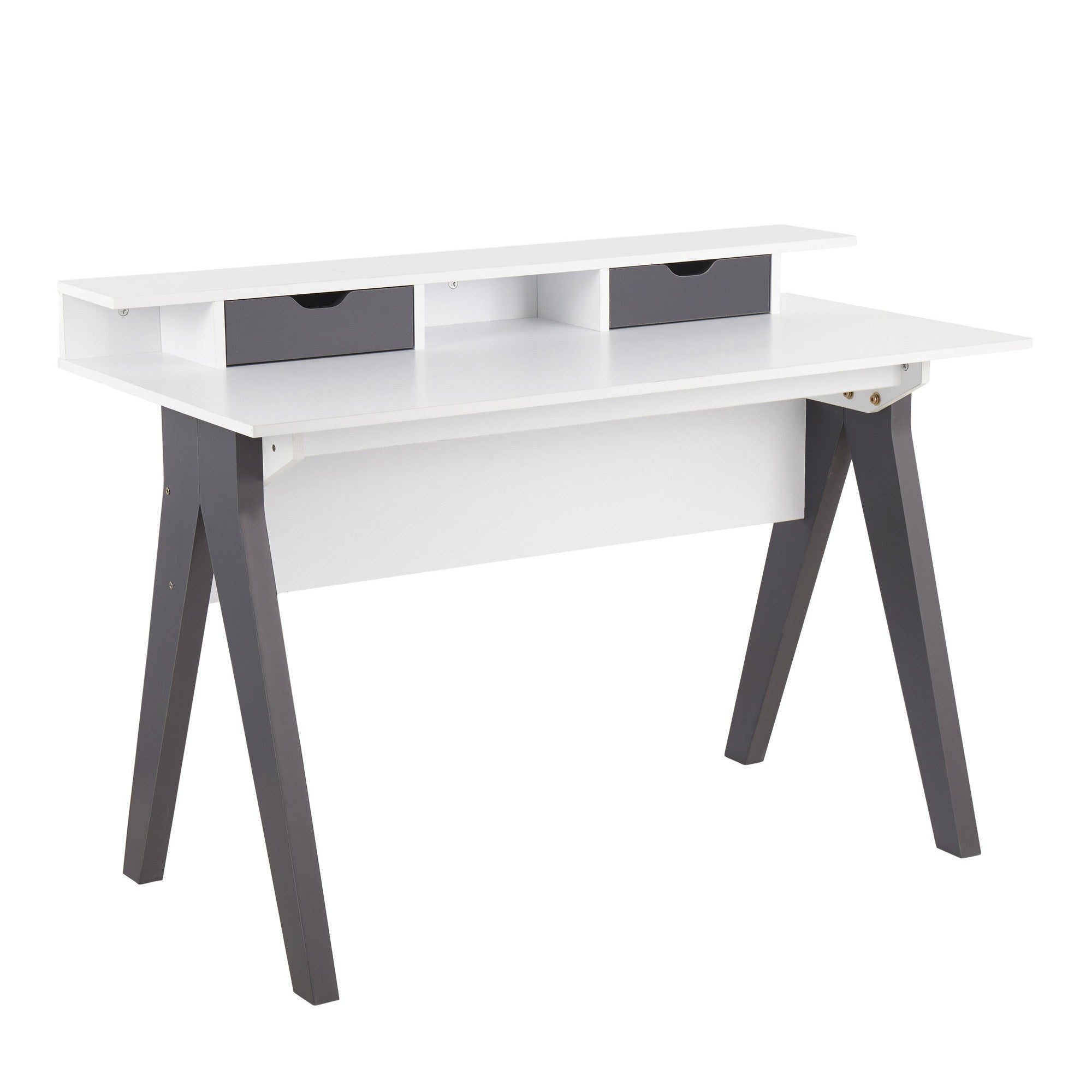 Wishbone Contemporary Desk in Grey and White Wood by LumiSource