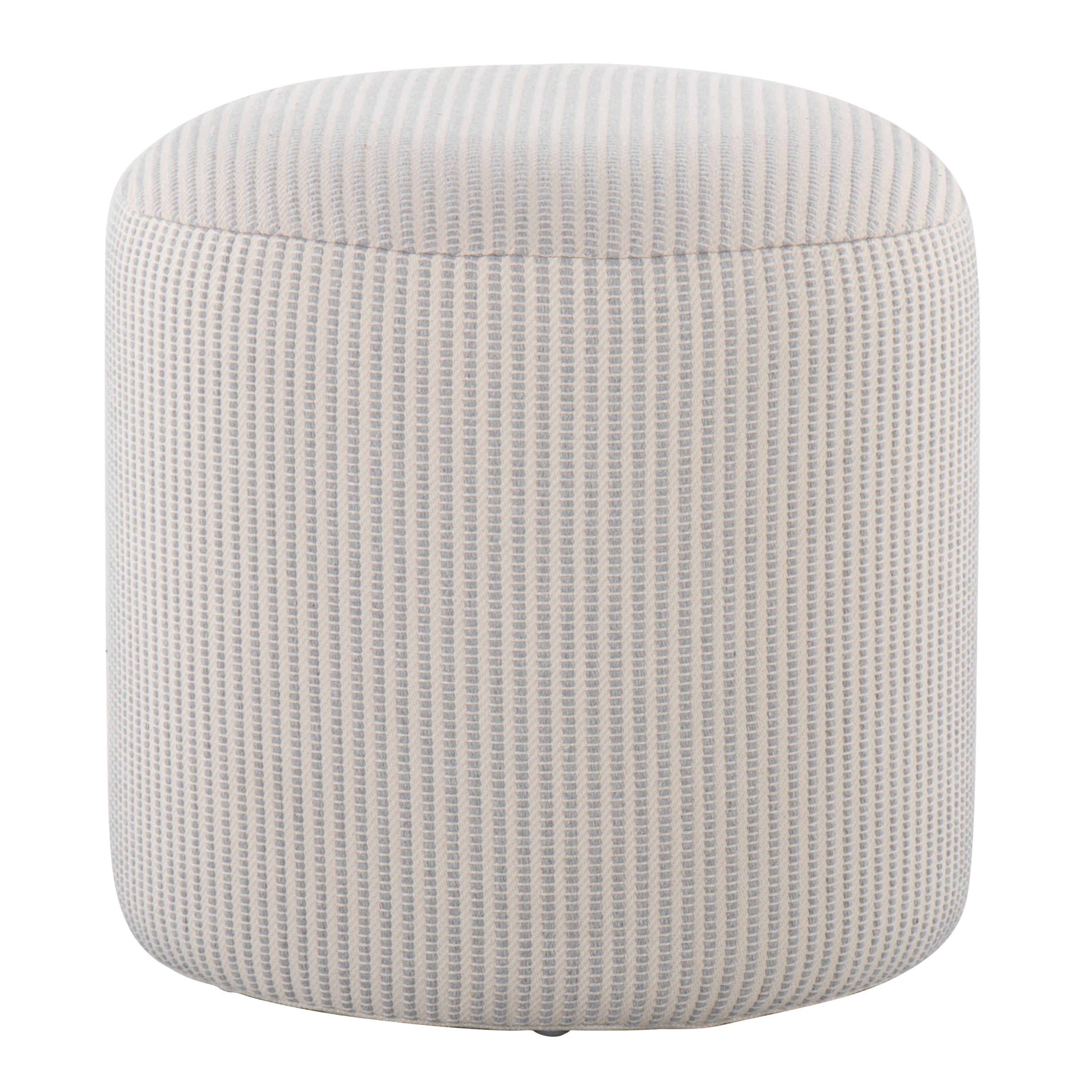 Round Pouf in Knitted Grey and White Fabric by LumiSource