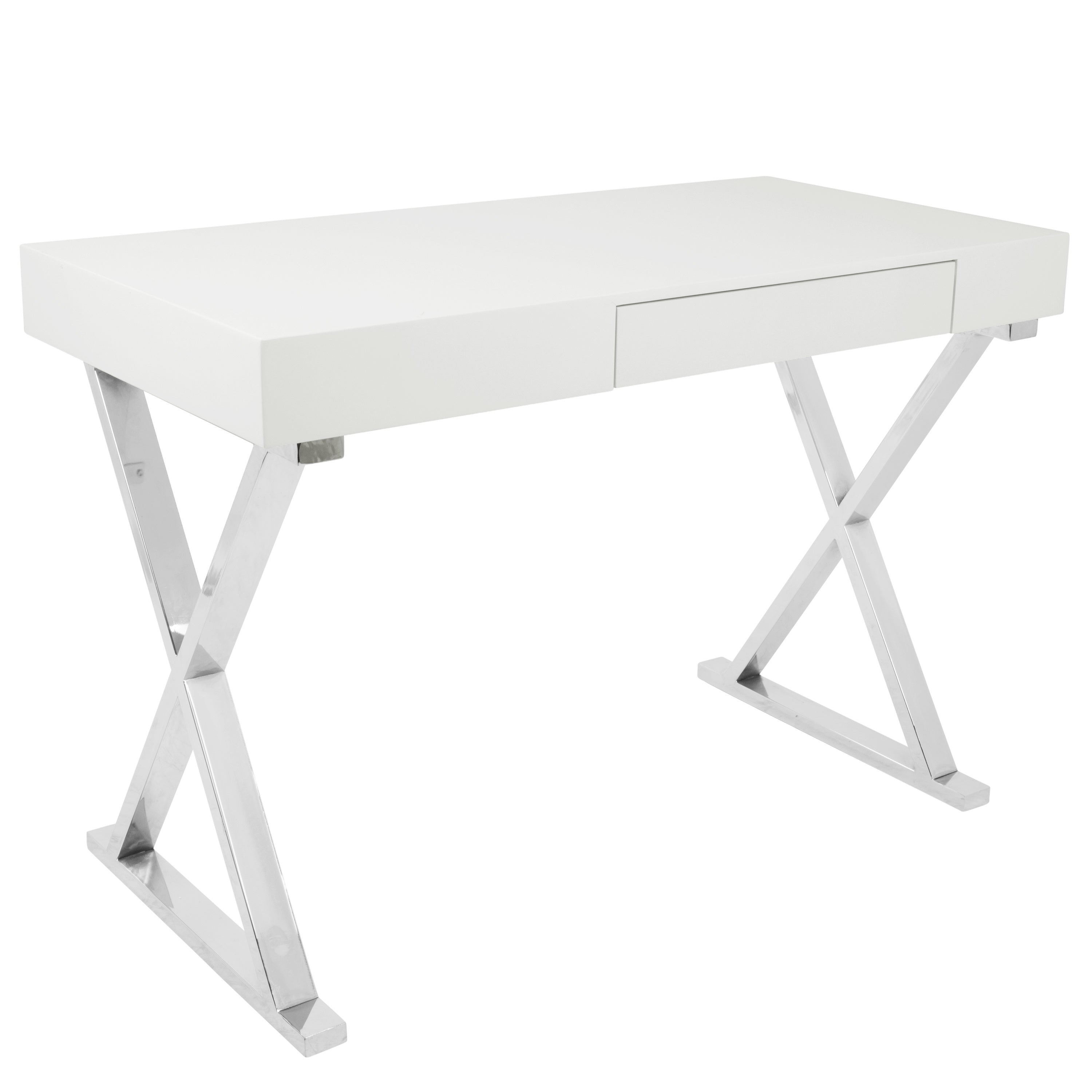 Luster Contemporary Desk in White by LumiSource