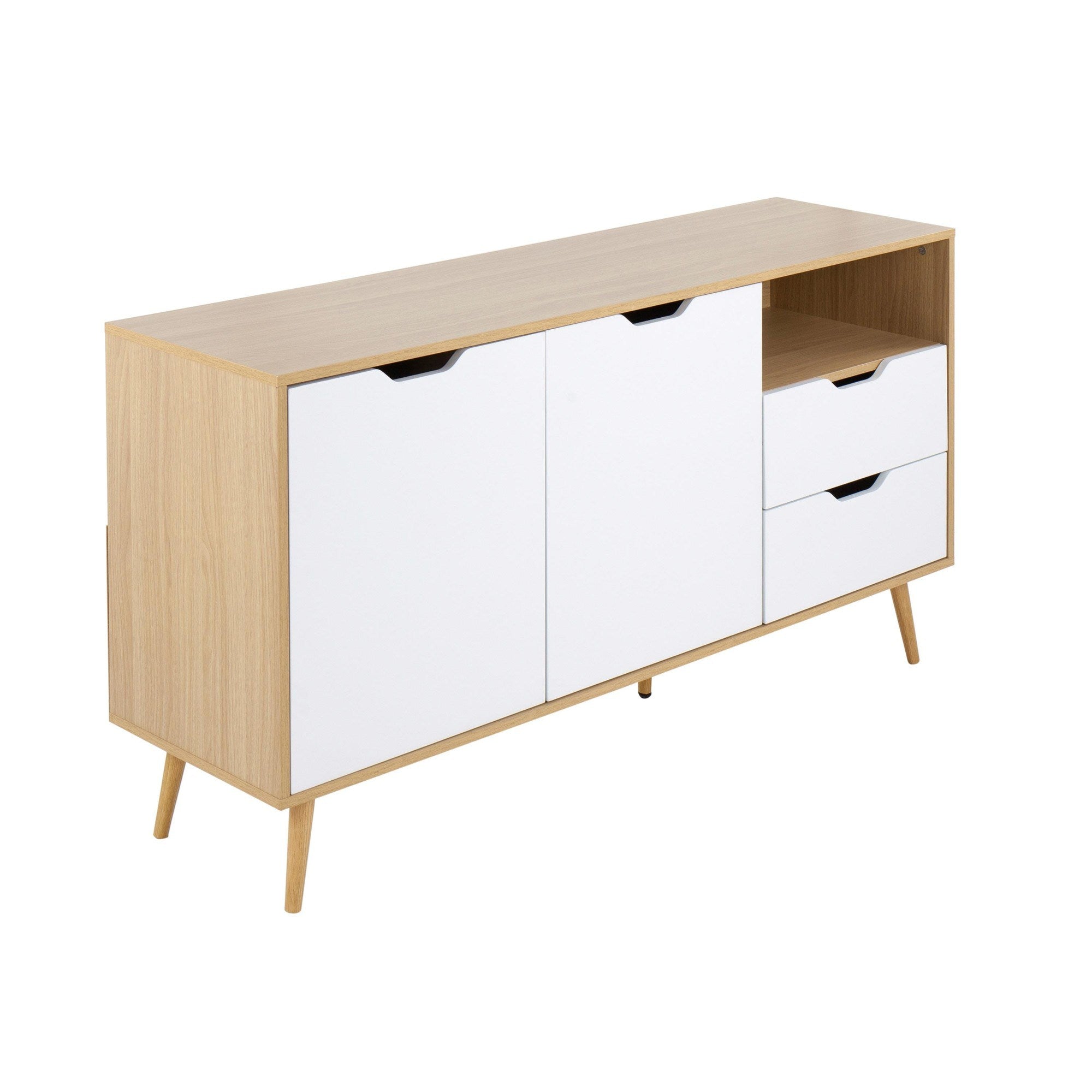 Astro Contemporary Sideboard in Natural and White Wood by LumiSource