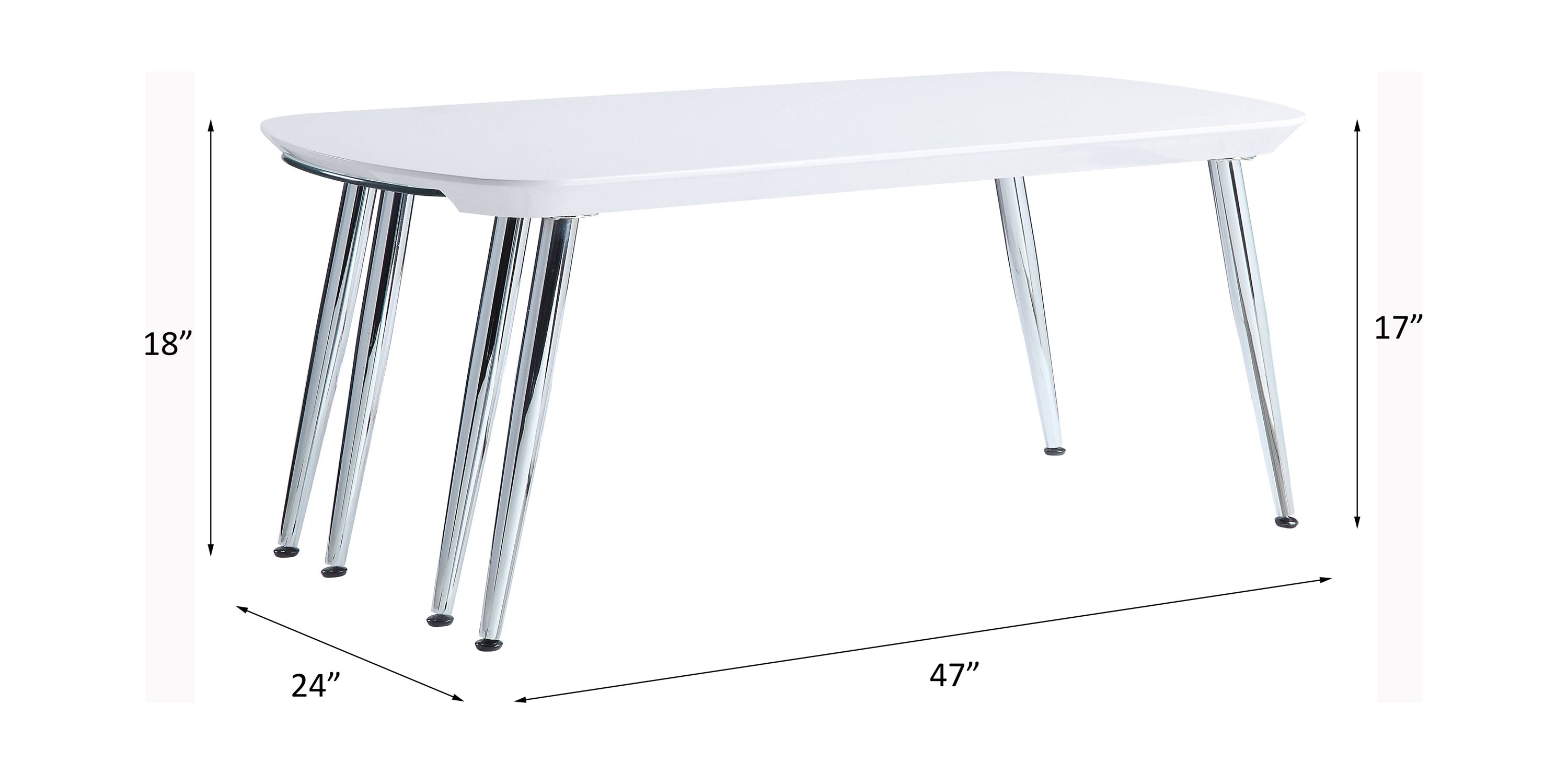 ACME Patina Coffee Table in White & Chrome Finish LV00363