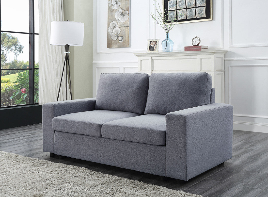 Brenton Light Gray Linen Loveseat