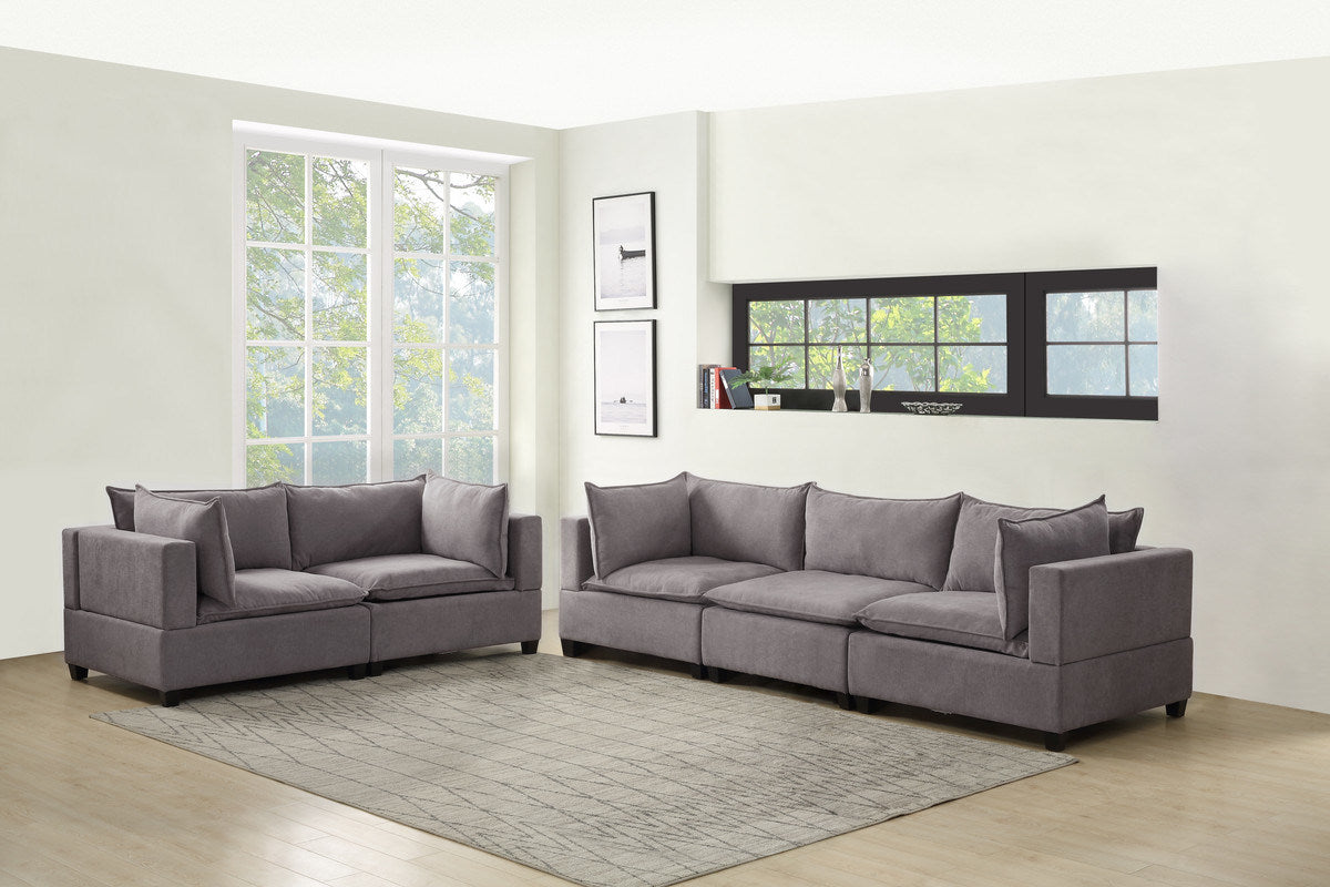 Madison Light Gray Fabric Sofa Loveseat Living Room Set