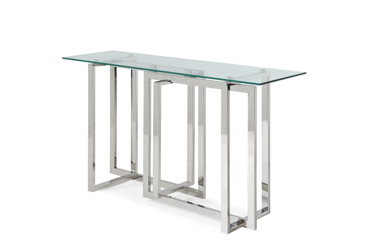 Modrest Valiant Modern Glass & Stainless Steel Console Table