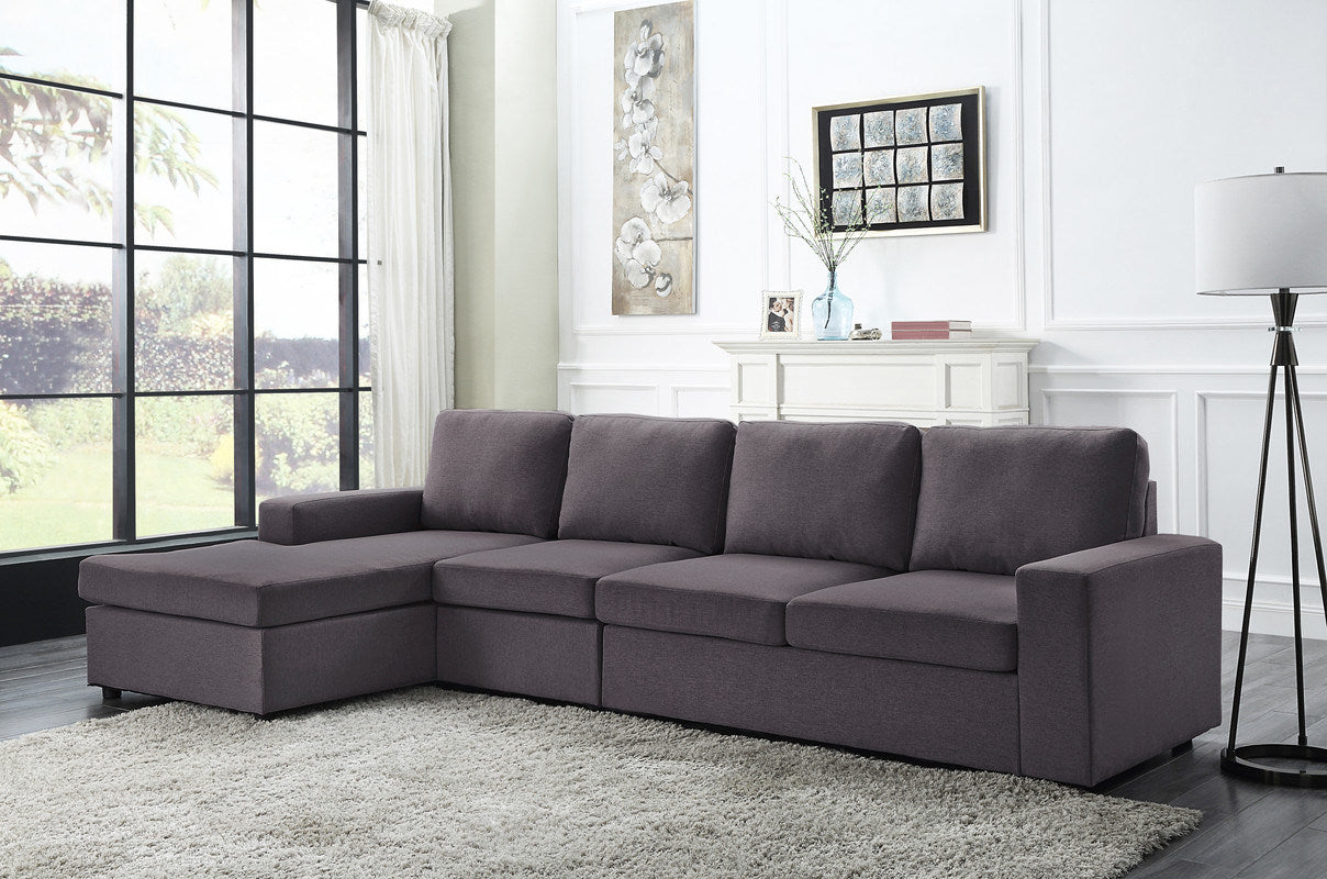 Dunlin 120.5" Sofa with Reversible Chaise in Dark Gray Linen