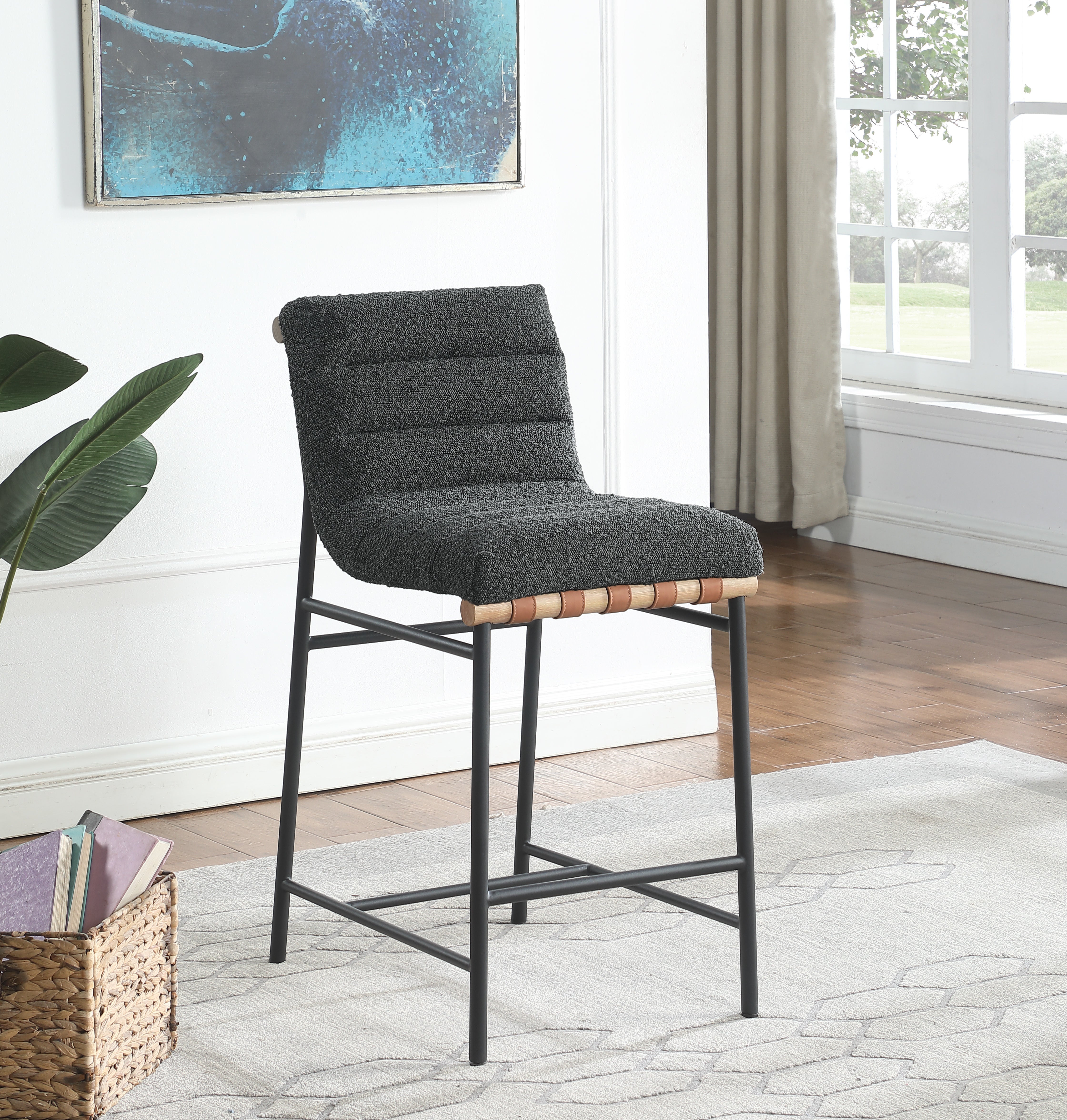 Lahni Dark Gray Boucle Fabric Counter Height Chair